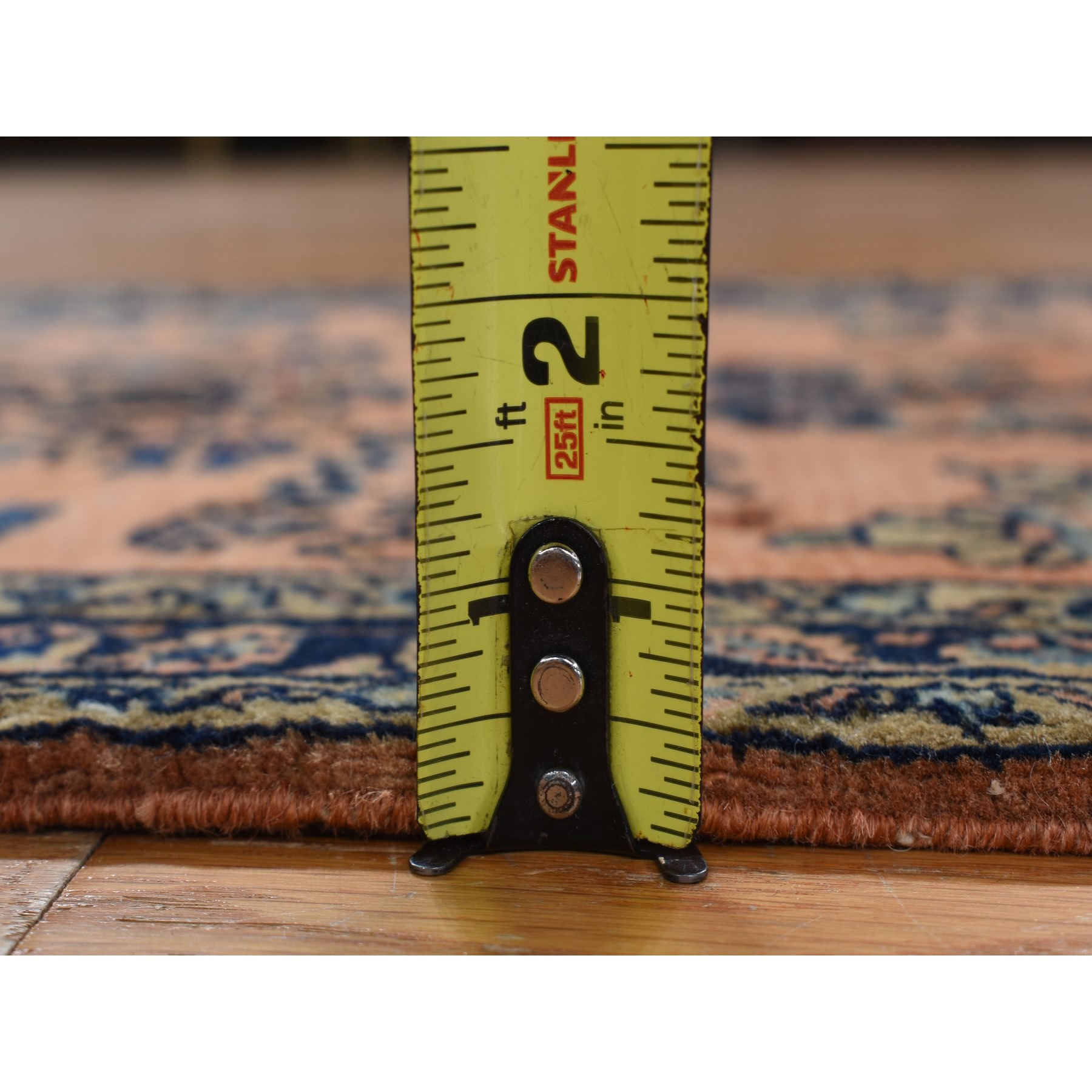 1'10"x2'8" Shrimp Red, Hand Knotted Antique Persian Mohajaran Sarouk Mat in Good Condition, Even Wear, Pure Wool, Oriental Rug Sh78186