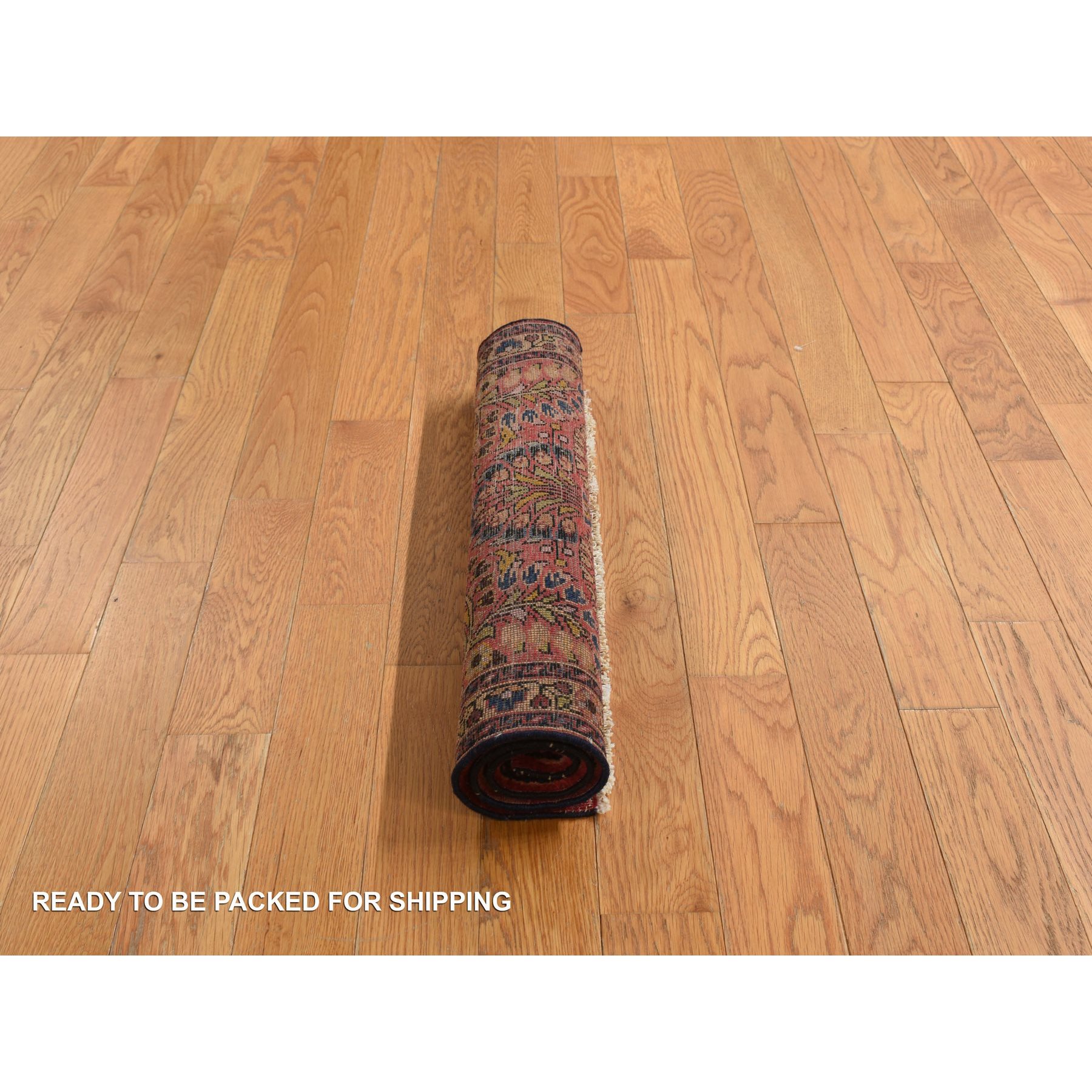 2'x2'6" Jalapeno Red, Hand Knotted Mat In Good Condition, Antique Persian Sarouk Even Wear, Natural Wool, Oriental Rug Sh78187