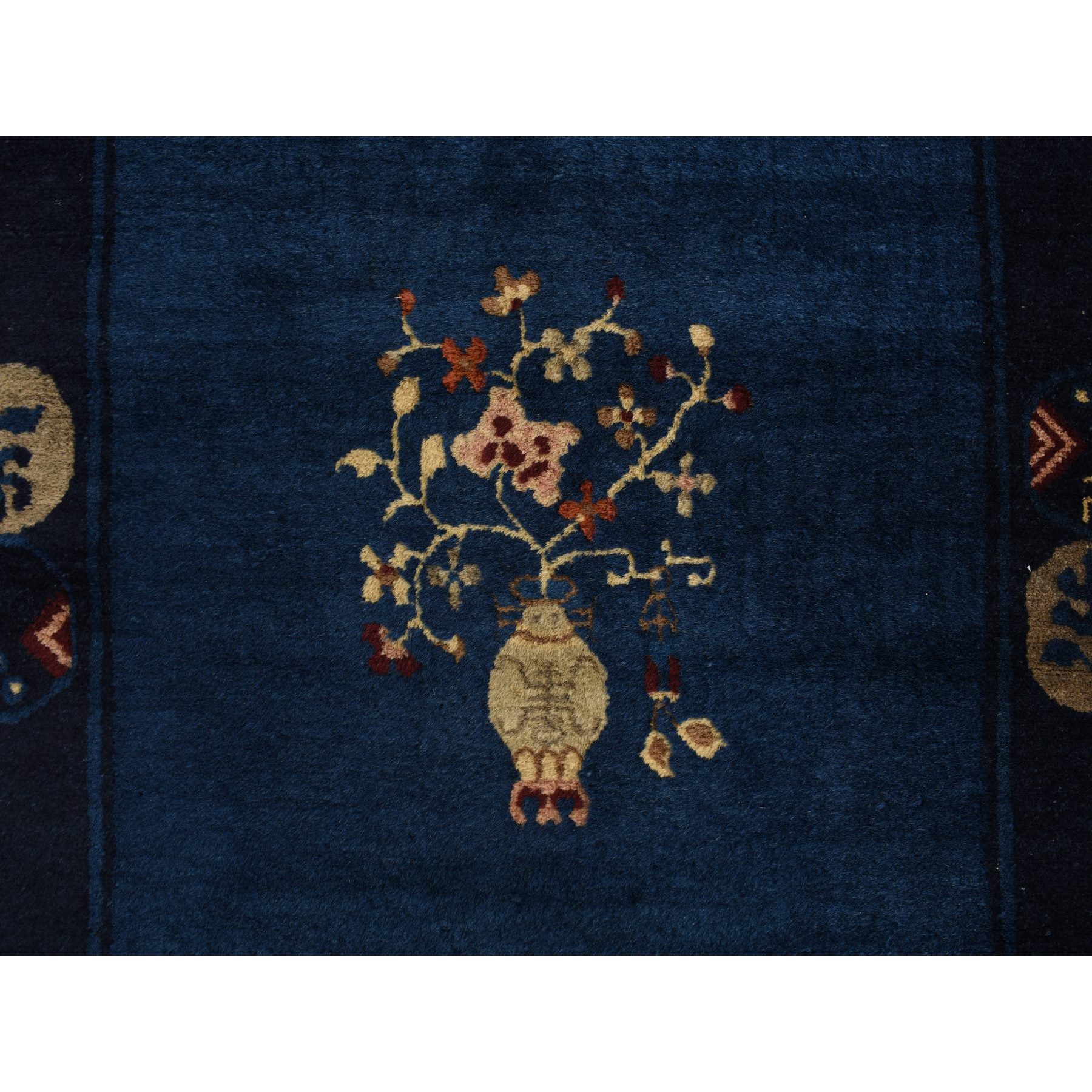 3'x5'8" Big Dipper Blue, Antique Chinese Peking, Clean and Soft, Sides and Ends Professionally Secured, Pure Wool, Full Pile In Mint Condition, Hand Knotted Oriental Rug Sh78195
