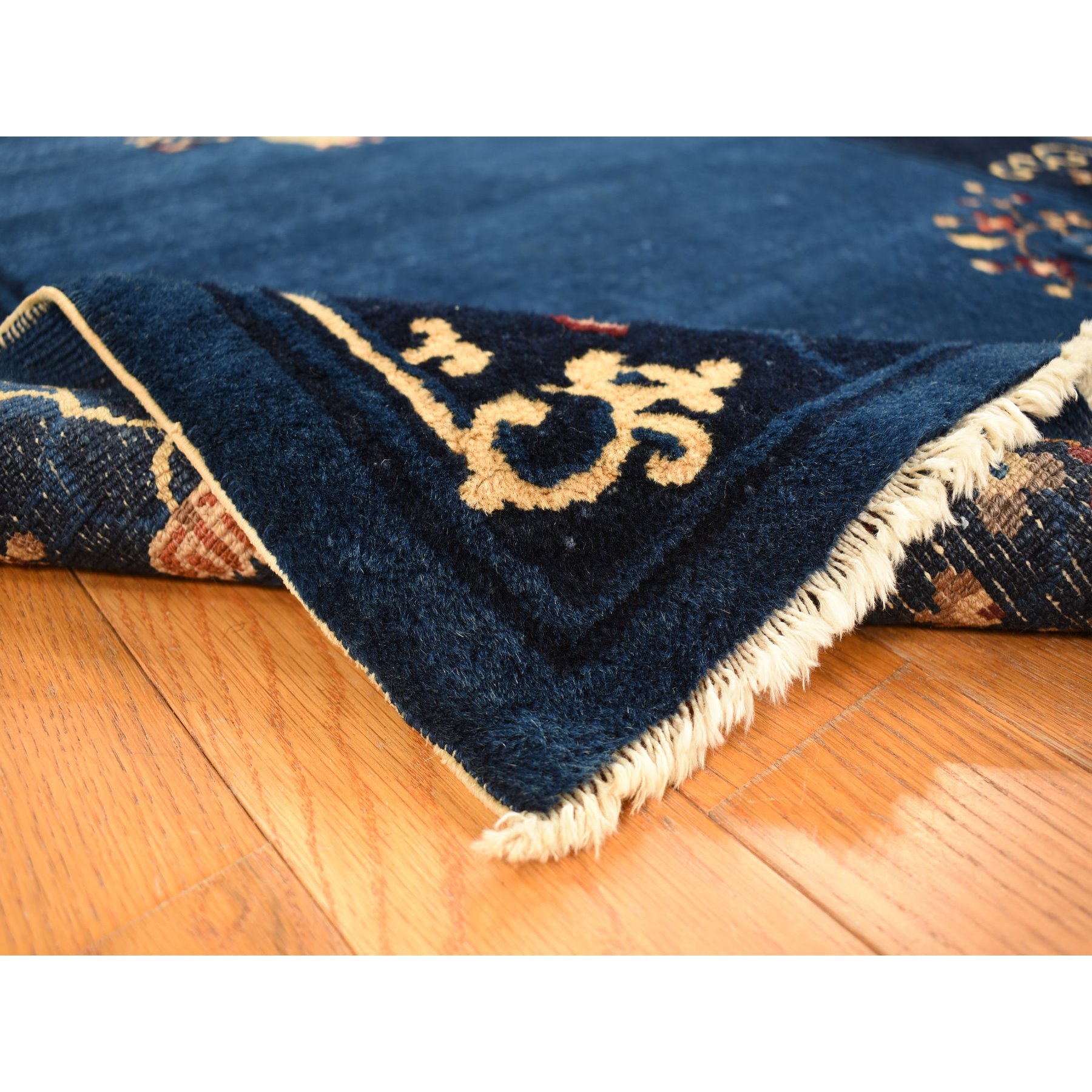 3'x5'8" Big Dipper Blue, Antique Chinese Peking, Clean and Soft, Sides and Ends Professionally Secured, Pure Wool, Full Pile In Mint Condition, Hand Knotted Oriental Rug Sh78195