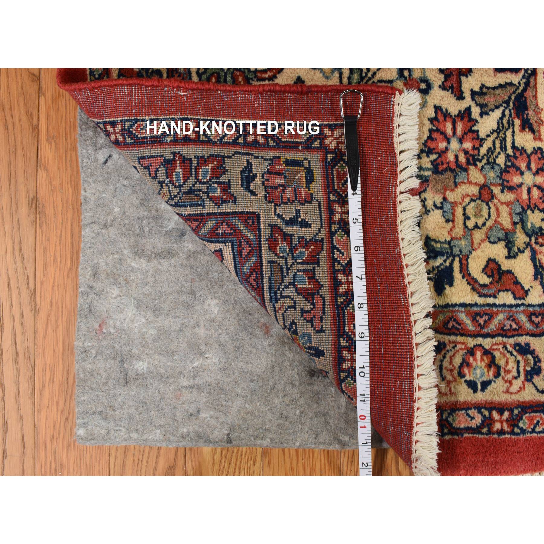 10'x13'9" Crimson Red, Vintage Persian Sarouk in Mint Condition, Full Pile, 100% Wool, Hand Knotted, Oriental Rug Sh78224