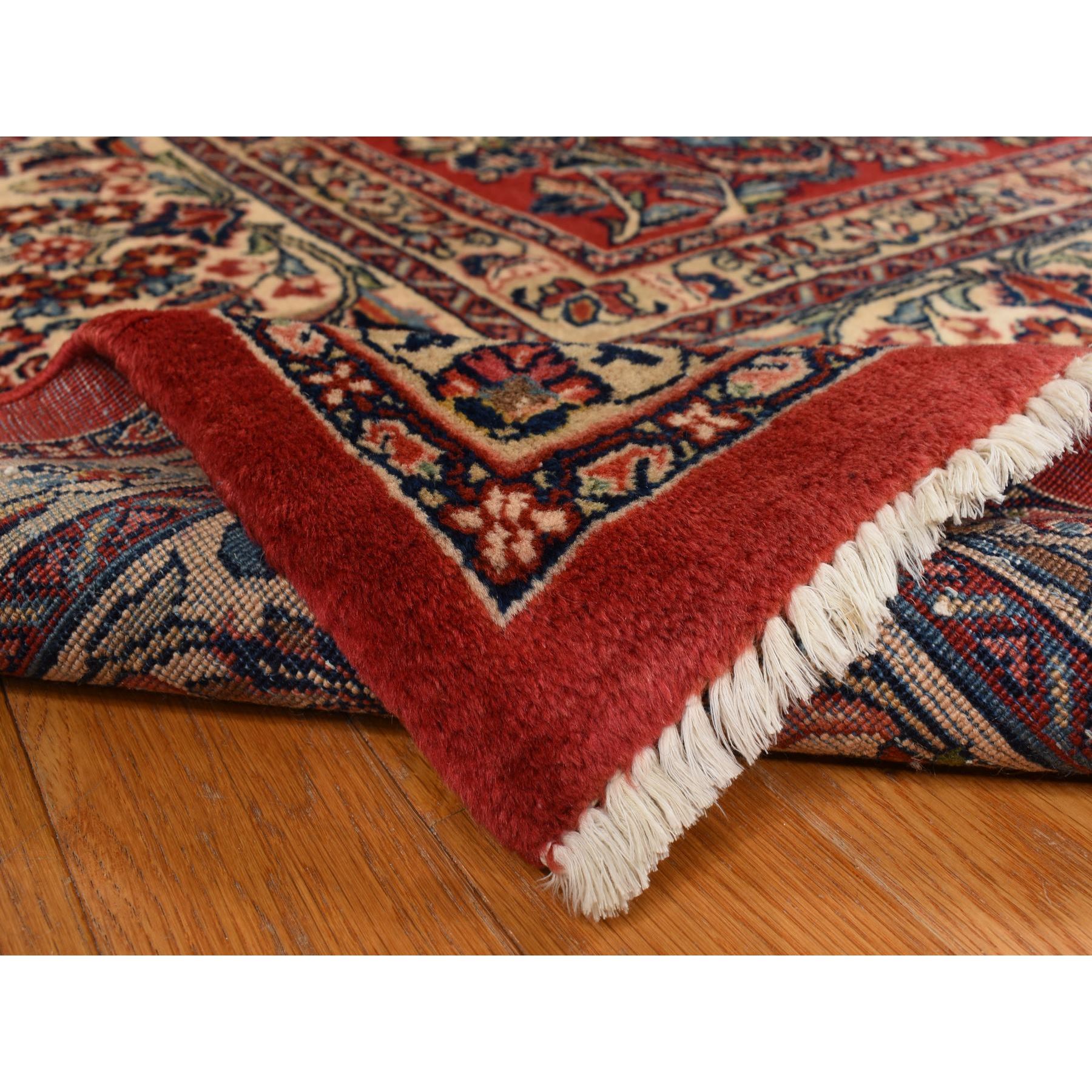 10'x13'9" Crimson Red, Vintage Persian Sarouk in Mint Condition, Full Pile, 100% Wool, Hand Knotted, Oriental Rug Sh78224