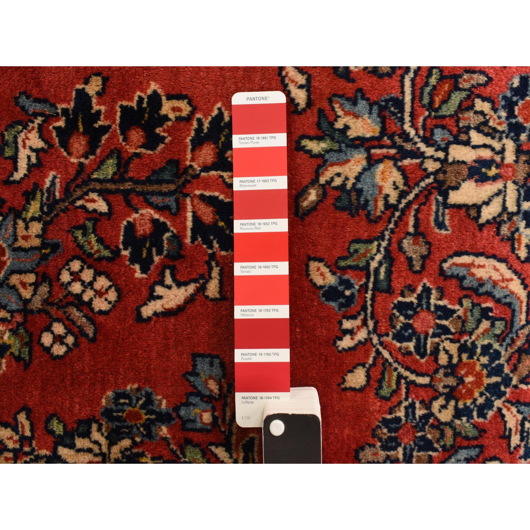 10'x13'9" Crimson Red, Vintage Persian Sarouk in Mint Condition, Full Pile, 100% Wool, Hand Knotted, Oriental Rug Sh78224