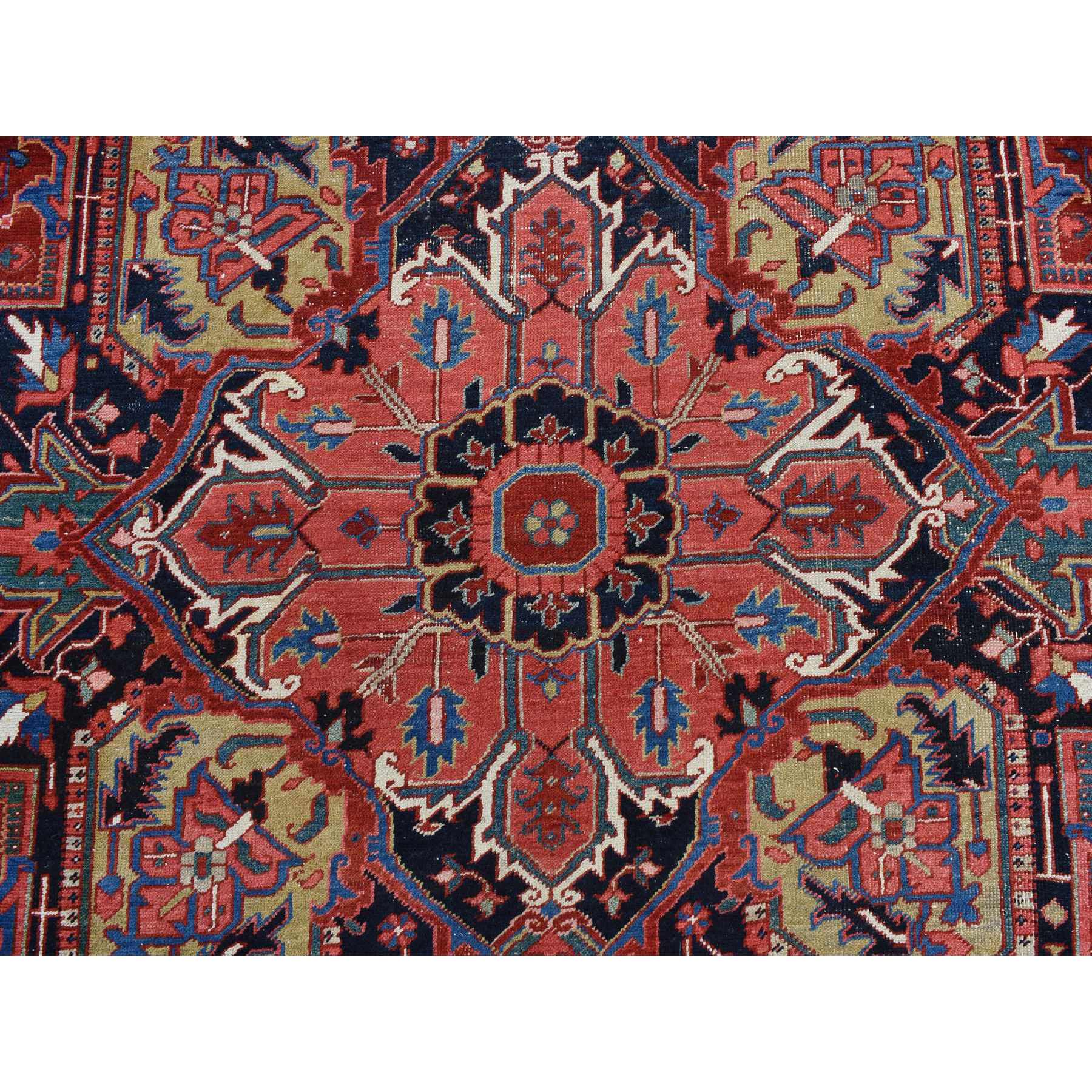 11'x14'7" Terracotta Red, Larger Antique Persian Heriz in Good Condition, Even Wear, 100% Wool, Professionally Cleaned, Sides and Ends Secured, Hand Knotted, Oversized, Oriental Rug Sh78226