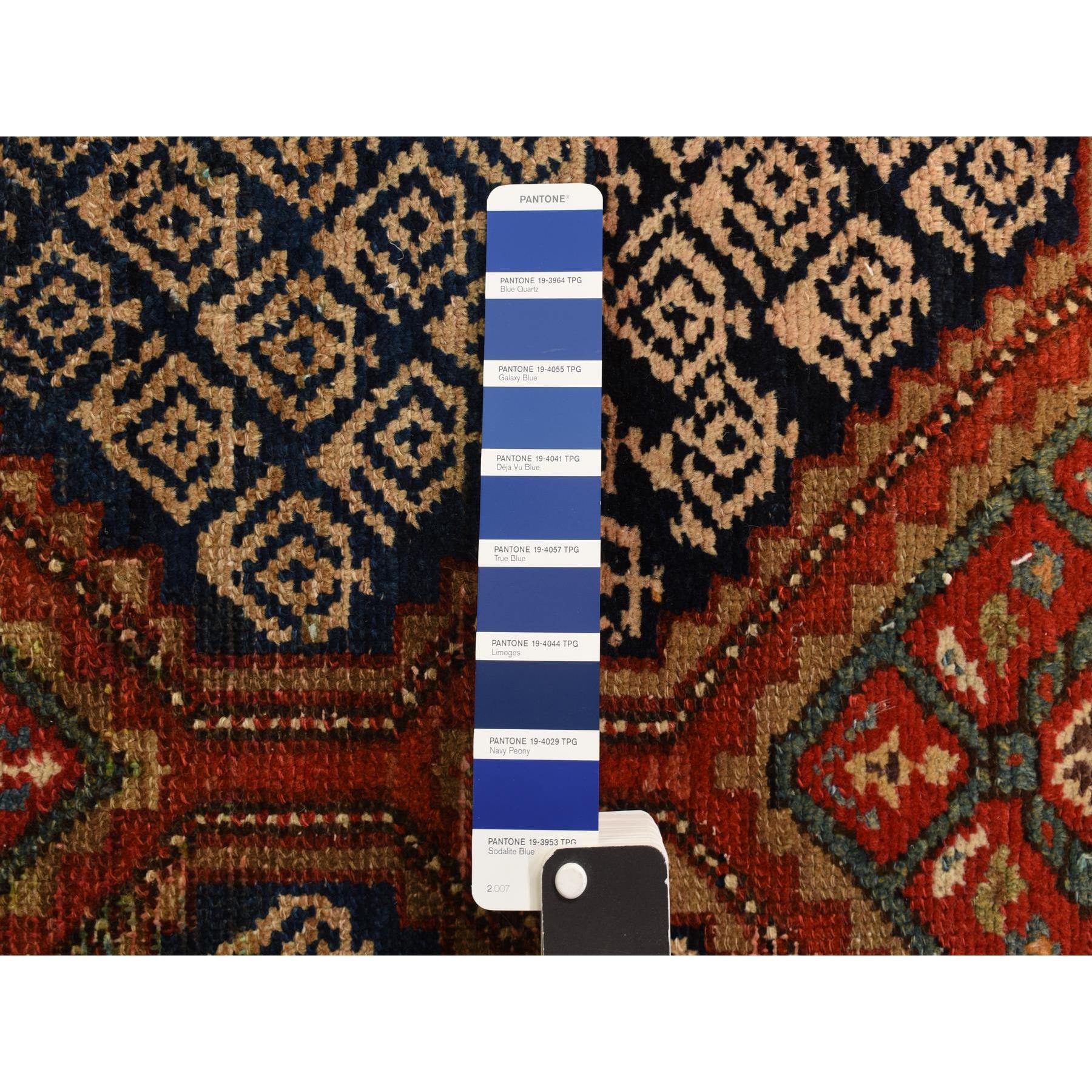 3'5"x12'6" Midnight Blue, Antique Persian Malayer in Good Condition, Full Pile, Sides and Ends Professionally Secured, Clean, 100% Wool, Hand Knotted, Runner, Oriental Rug Sh78227