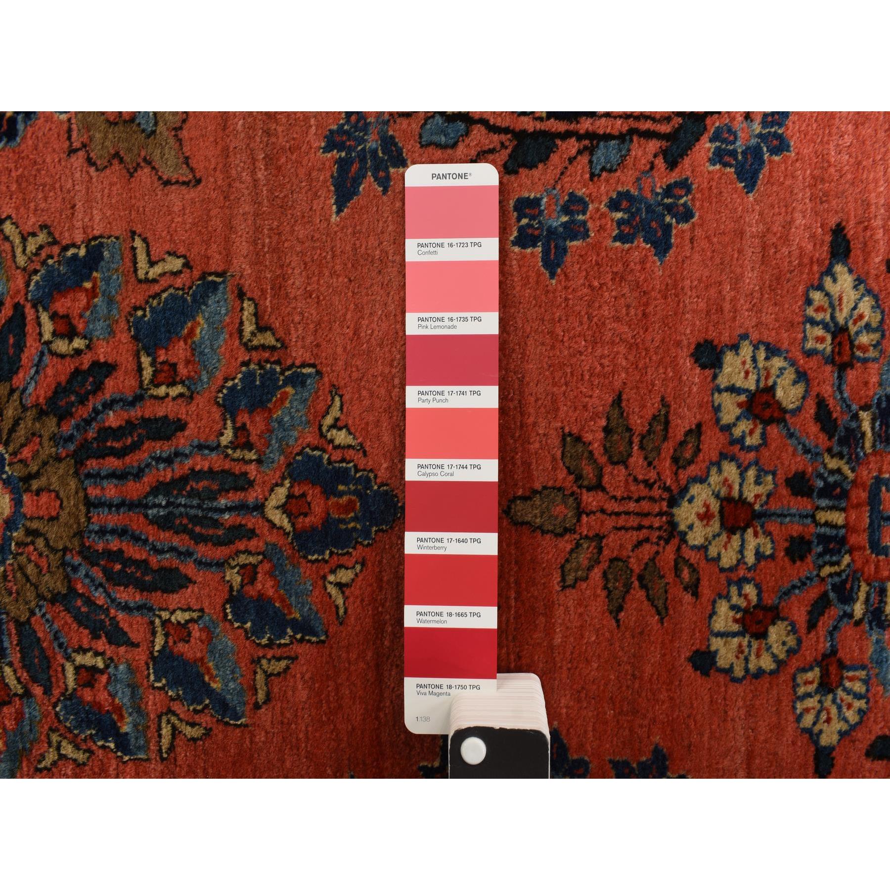 2'7"x10' Prismatic Red, Antique Persian Sarouk Mohajeren in Excellent Condition, Clean, Full Pile and Soft, Sides and Ends Professionally Secured, 100% Wool, Hand Knotted, Runner, Oriental Rug Sh78230