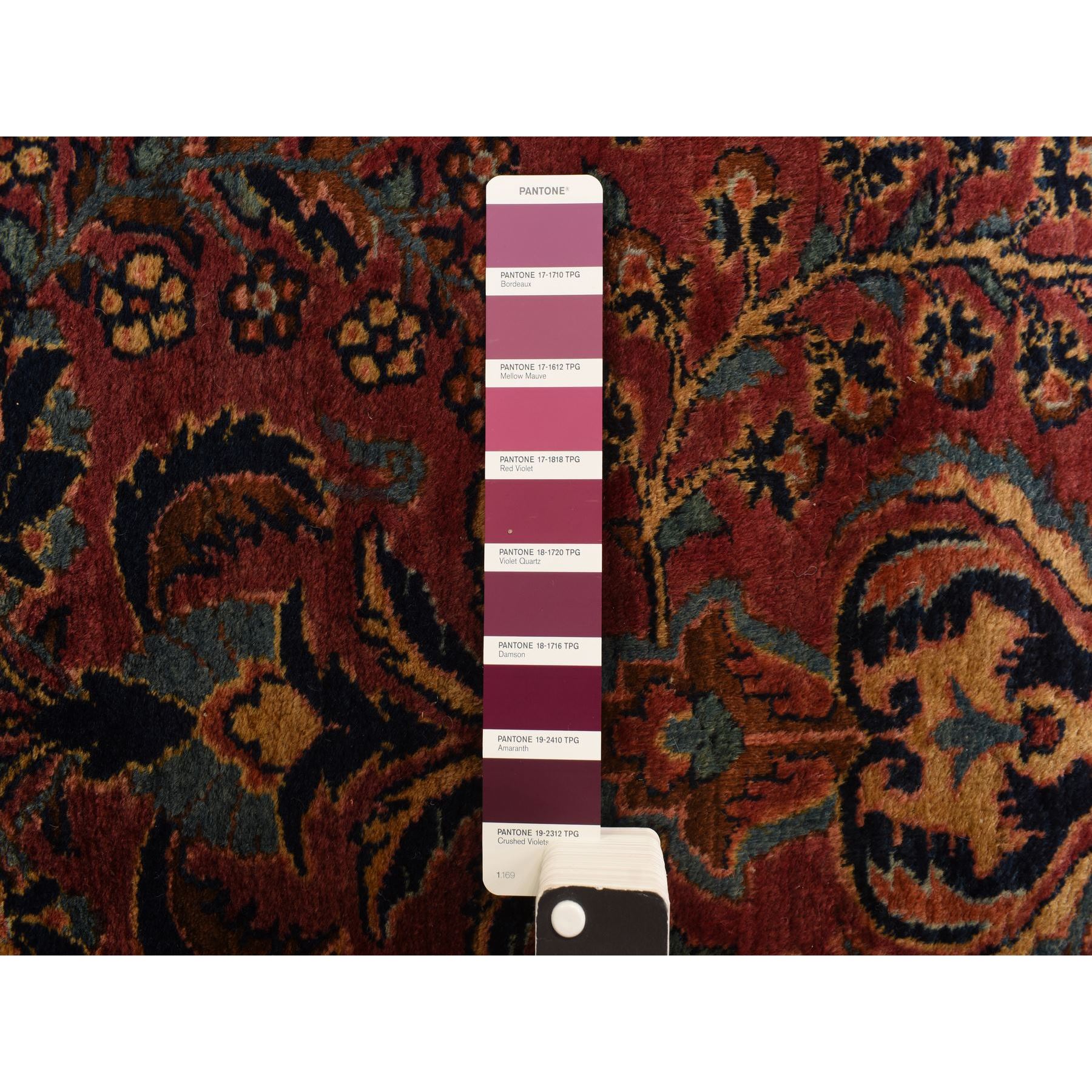 2'7"x13'4" Cardinal Purple, Antique Persian Sarouk in Good Condition, 100% Wool, Hand Knotted, Full Pile, Clean, Sides and Ends Professionally Secured, Runner, Oriental Rug Sh78231