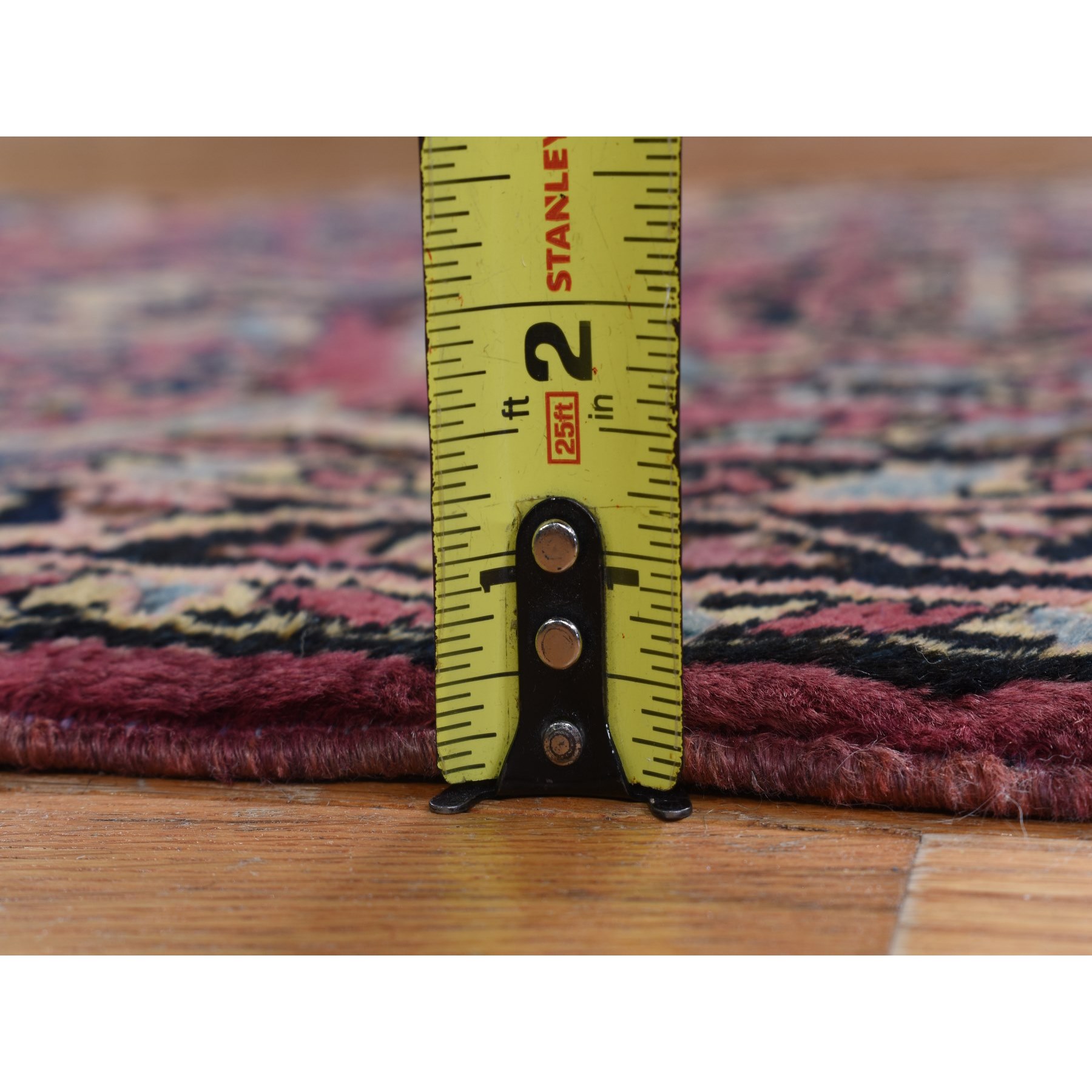 2'7"x13'4" Cardinal Purple, Antique Persian Sarouk in Good Condition, 100% Wool, Hand Knotted, Full Pile, Clean, Sides and Ends Professionally Secured, Runner, Oriental Rug Sh78231