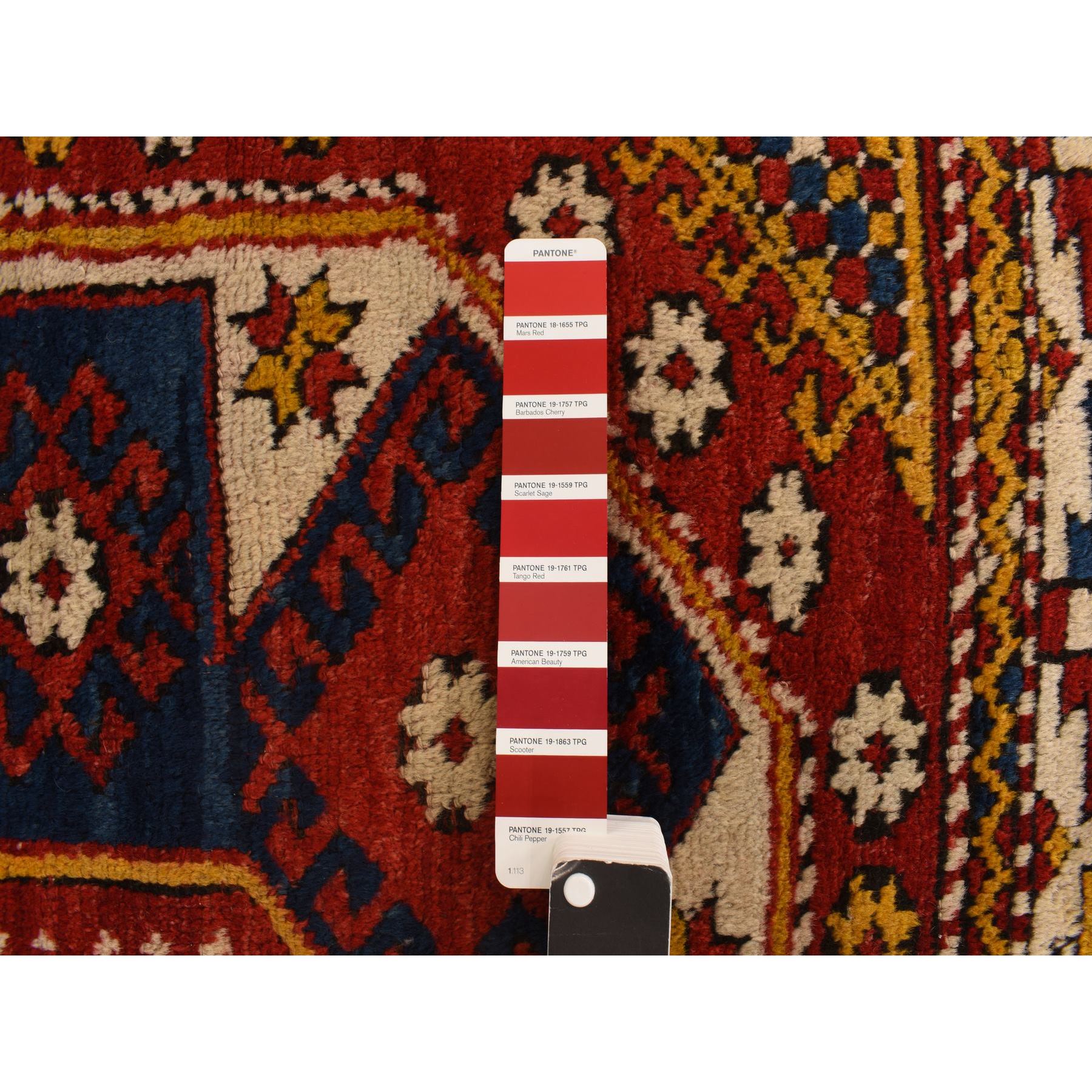 5'4"x7' Vermilion Red, Antique Turkish Bergama in Excellent Condition, Full Pile and Soft, Sides and Ends Professionally Secured, Clean, 100% Wool, Hand Knotted, Wool Weft, Oriental Rug Sh78233