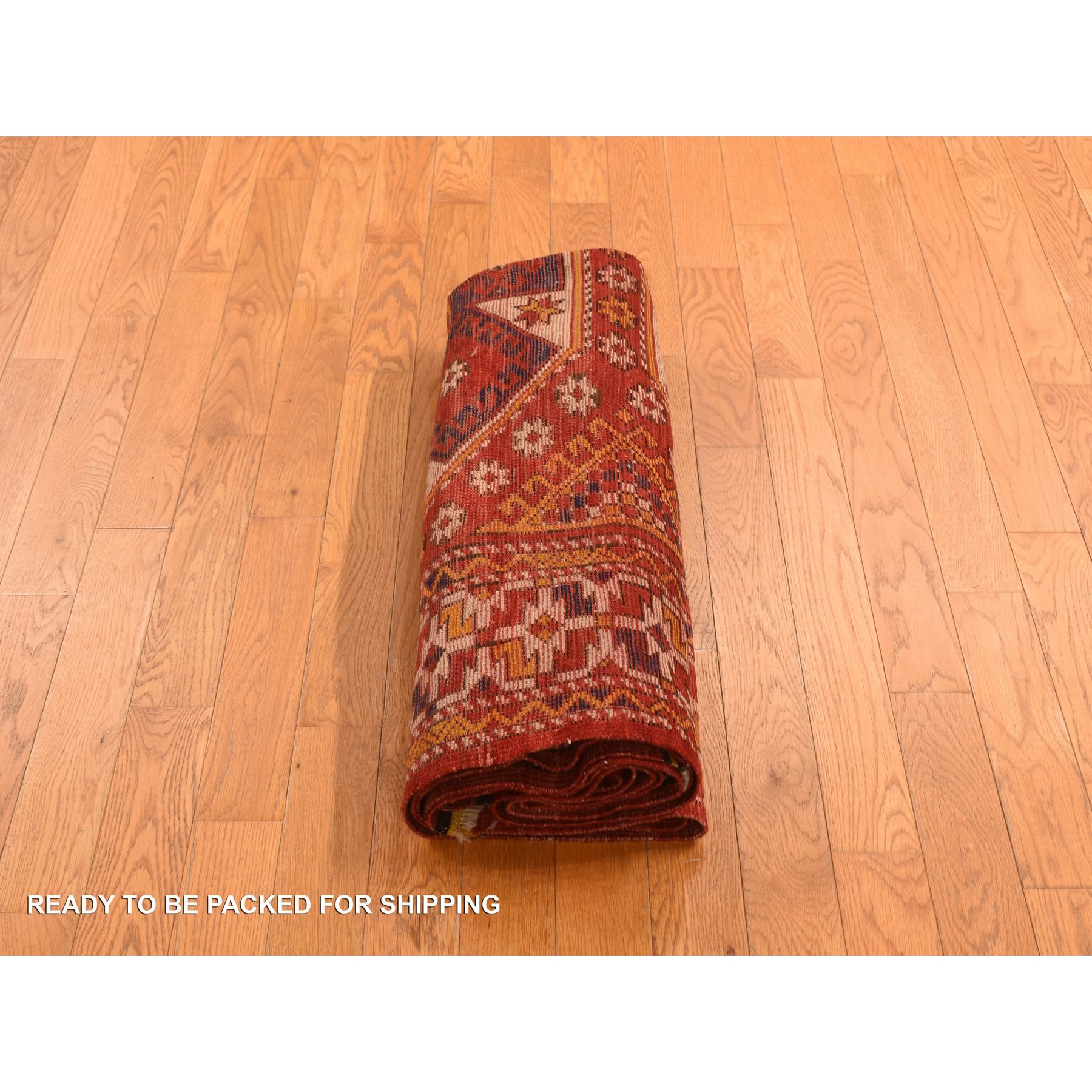 5'4"x7' Vermilion Red, Antique Turkish Bergama in Excellent Condition, Full Pile and Soft, Sides and Ends Professionally Secured, Clean, 100% Wool, Hand Knotted, Wool Weft, Oriental Rug Sh78233