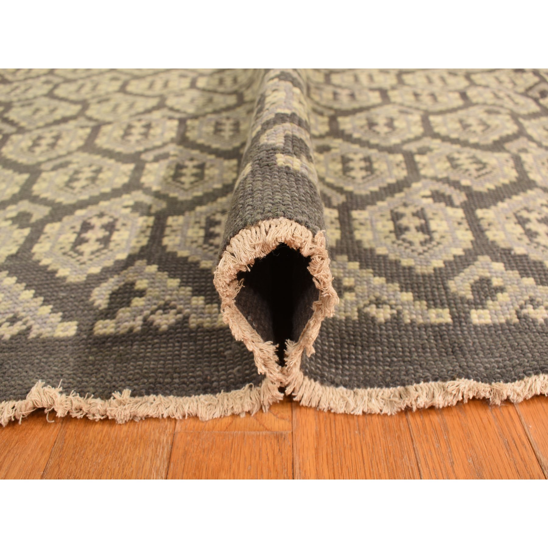 11'8"x15' Carbon Gray, All Over Paisley Design, Turkish Knot Oushak, Pure Wool, Hand Knotted, Oversized Oriental Rug Sh78262