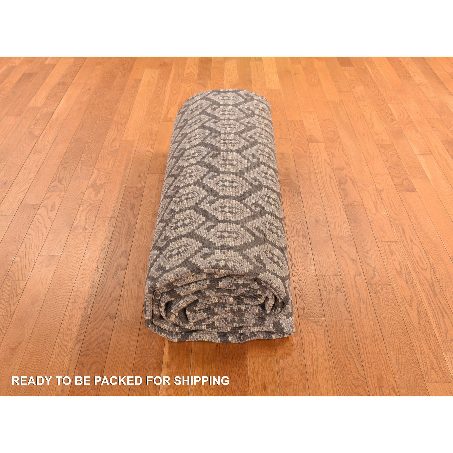11'8"x15' Carbon Gray, All Over Paisley Design, Turkish Knot Oushak, Pure Wool, Hand Knotted, Oversized Oriental Rug Sh78262
