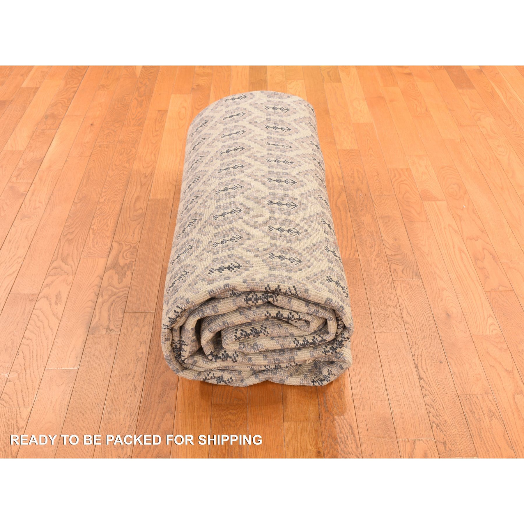 11'8"x14'9" Dutch White, Turkish Knot Paisley Design, 100% Wool, Hand Knotted, Oversized, Oriental Rug Sh78264