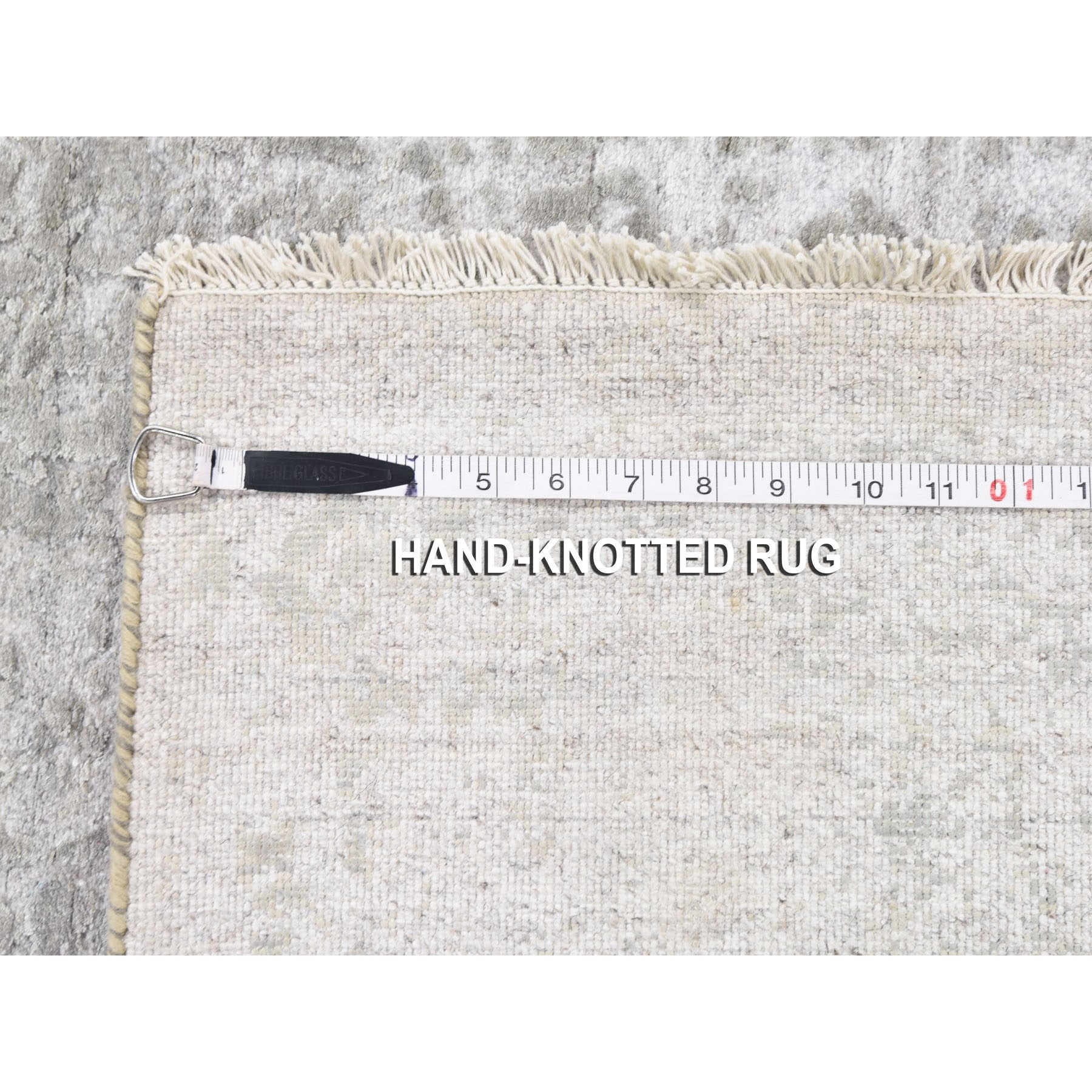 3'2"x5'1" Cloud Gray, Broken Persian Design, Hand Knotted, Wool and Pure Silk, Oriental Rug Sh78268