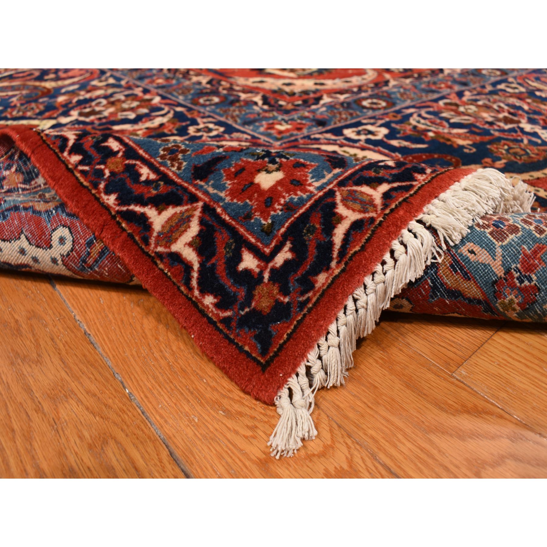 13'10"x21'10" Arsenal Red, Vintage Persian Isfahan, Classic Medallion and Leaf Scrolls Design, Densely Woven, 100% Wool, Hand Knotted, Rare Mansion Size, Oriental Rug Sh78270