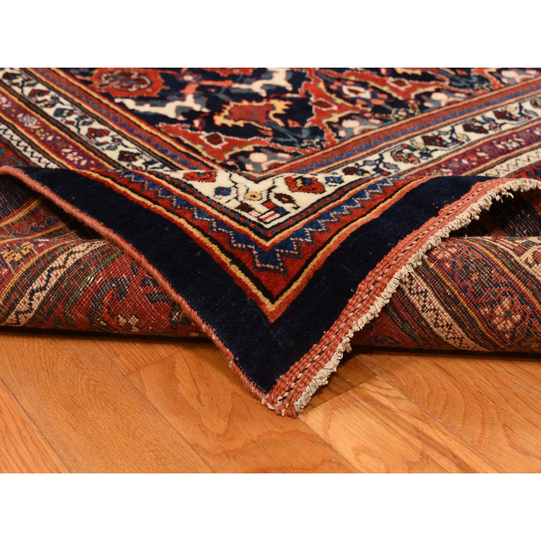 12'6"x20'1" Midnight Blue, Antique Persian Bijar, Densley Woven with Fine Wool, Good Condition, Repetitive All Over Tribal Guls Design, Hand Knotted, Oversized, Oriental Rug Sh78272