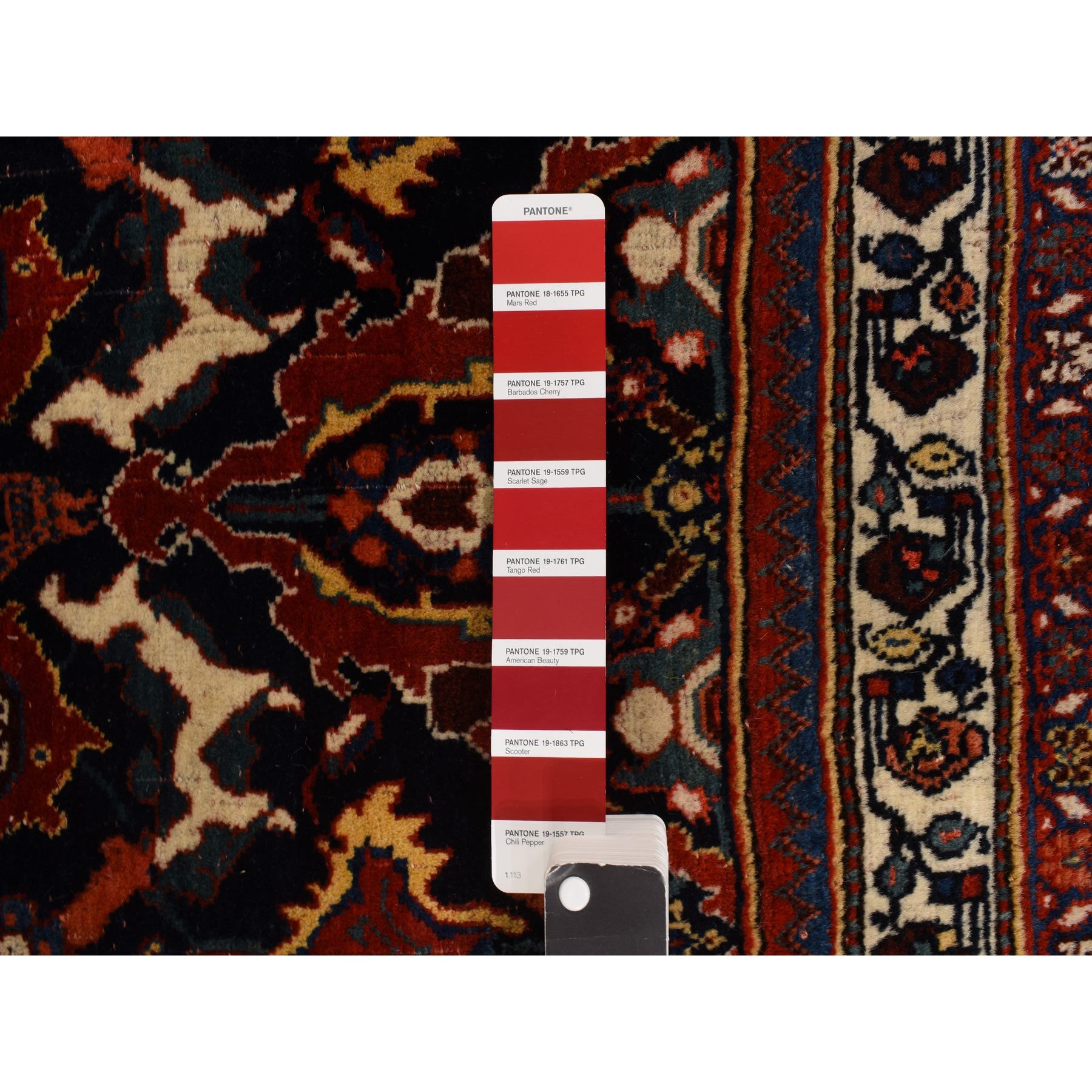 12'6"x20'1" Midnight Blue, Antique Persian Bijar, Densley Woven with Fine Wool, Good Condition, Repetitive All Over Tribal Guls Design, Hand Knotted, Oversized, Oriental Rug Sh78272