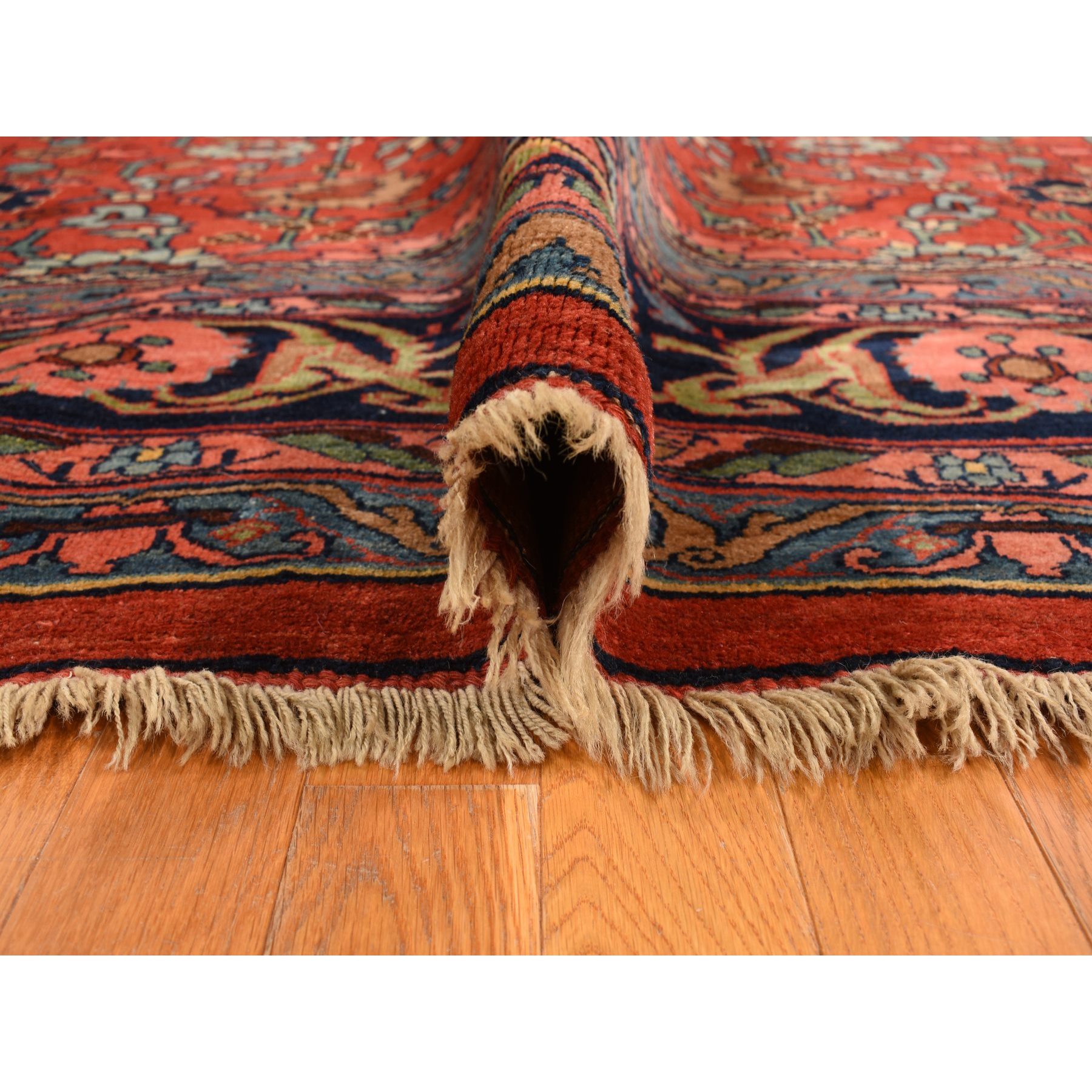 11'2"x18'5" Prismatic Red, Antique Persian Bijar with All Over Flower Design, Wool Weft, XL Long and Narrow, Good Condition, Thick and Plush, 100% Wool, Hand Knotted Oriental Rug Sh78275