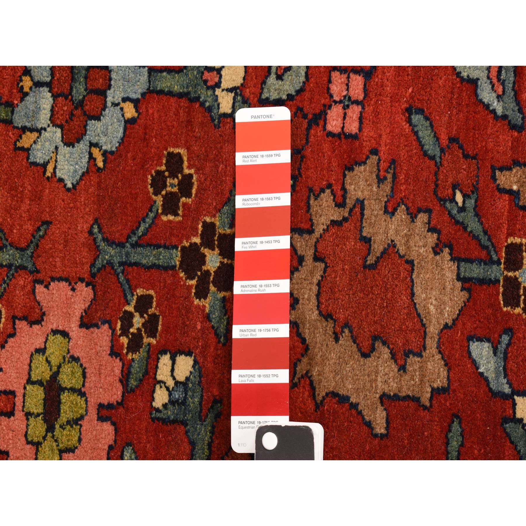 11'2"x18'5" Prismatic Red, Antique Persian Bijar with All Over Flower Design, Wool Weft, XL Long and Narrow, Good Condition, Thick and Plush, 100% Wool, Hand Knotted Oriental Rug Sh78275