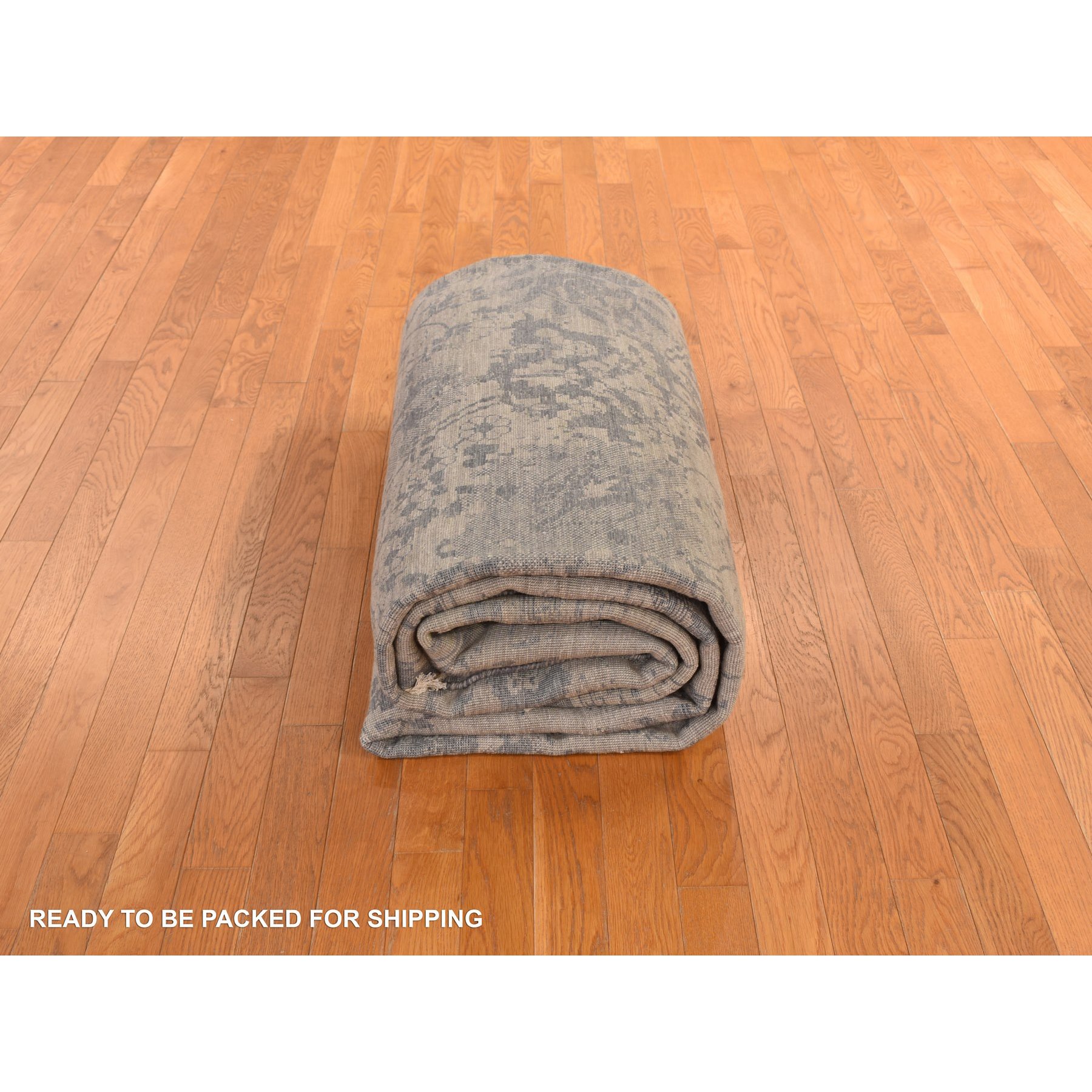 9'1"x12' Tan Color, Broken and Erased Persian Design, Wool and Silk, Transitional, Hand Knotted, Oriental Rug Sh78288
