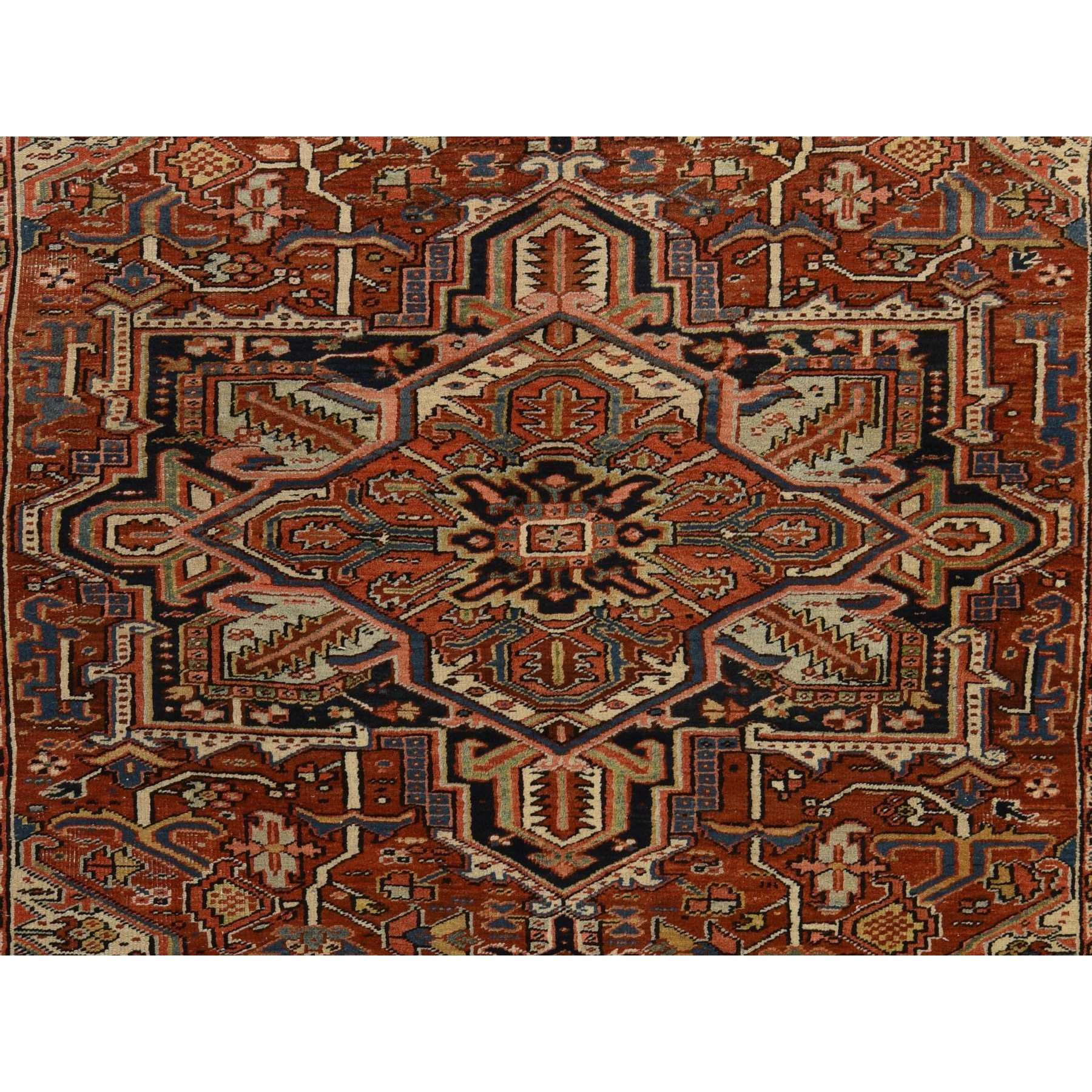 8'1"x10'4" Brick Red, Antique Persian Heriz, Clean and in Very Good Condition, 100% Wool, Hand Knotted, Oriental Rug Sh78303