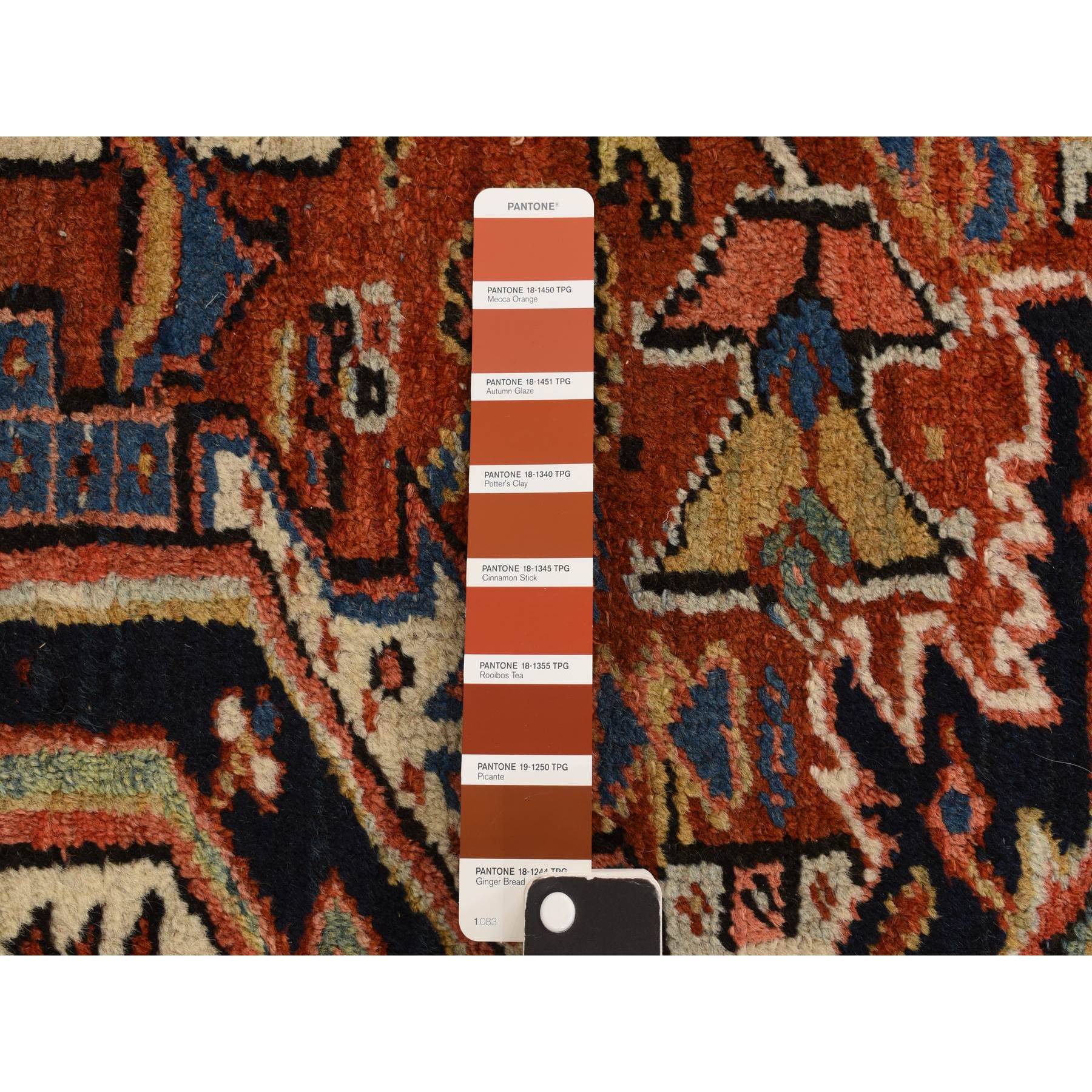 8'1"x10'4" Brick Red, Antique Persian Heriz, Clean and in Very Good Condition, 100% Wool, Hand Knotted, Oriental Rug Sh78303