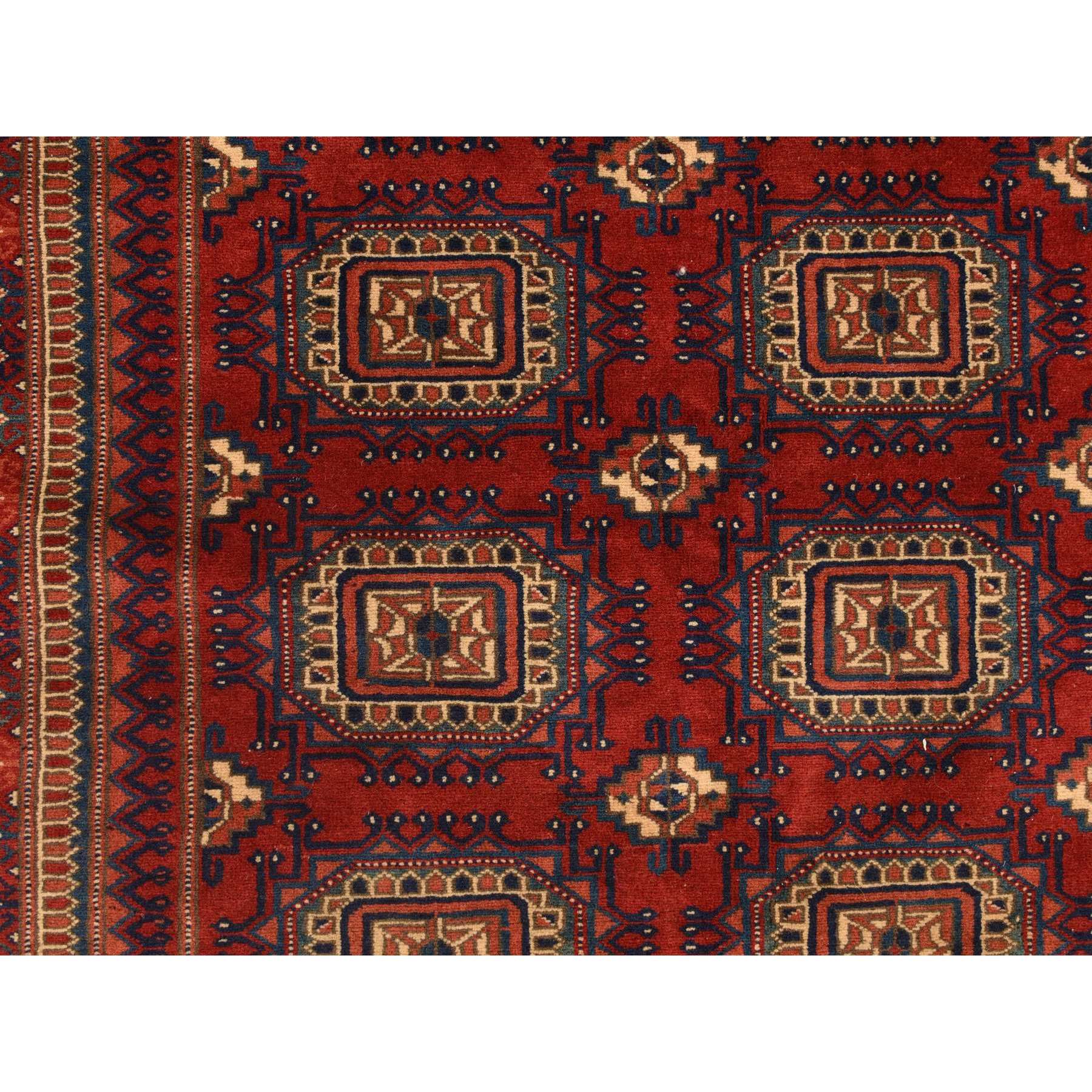6'10"x9'7" Angels Red, Antique Tourkaman, Clean, Even Soft Pile, Elephant Feet Gul Design, Super Dense Weave, 100% Wool, Hand Knotted, Oriental Rug Sh78305