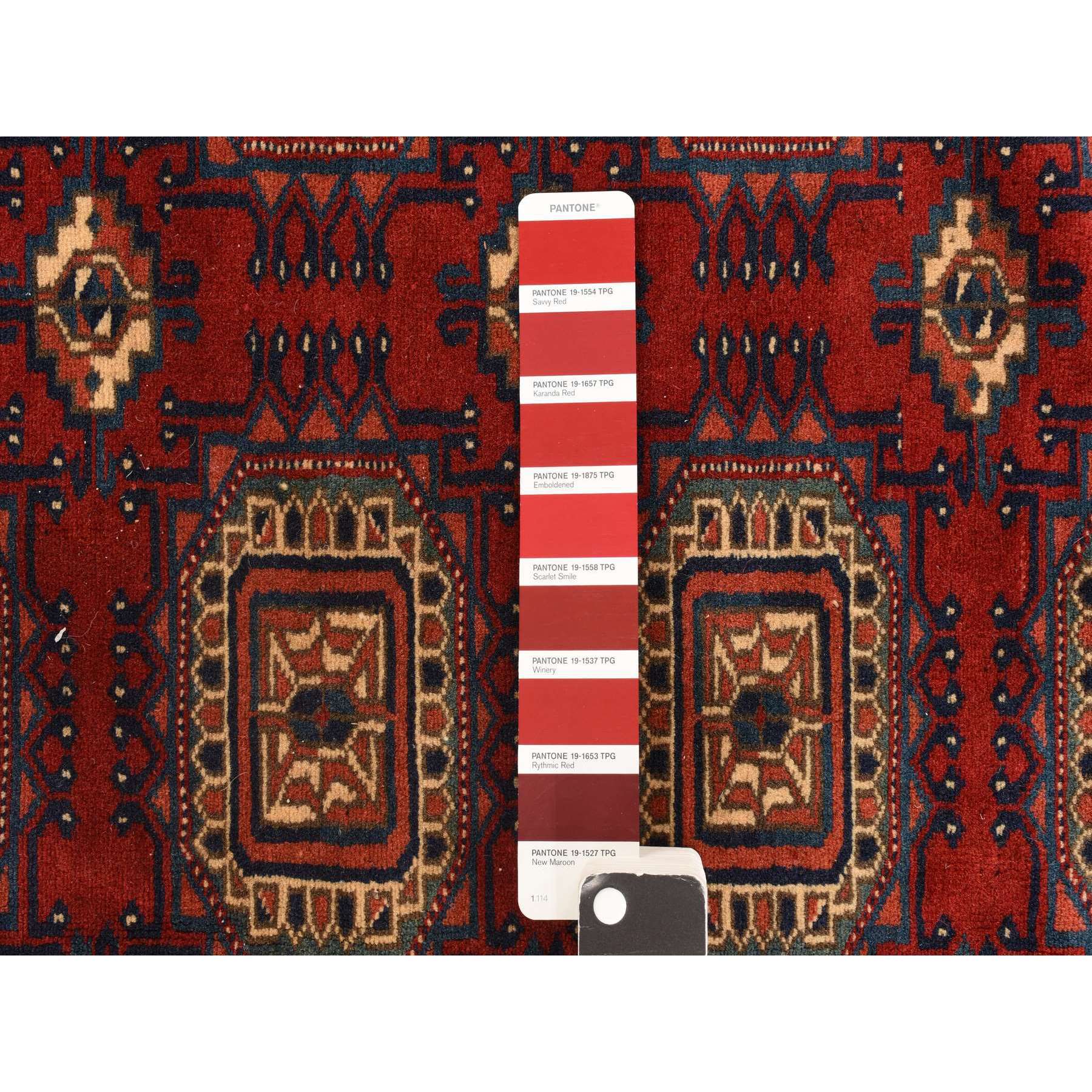 6'10"x9'7" Angels Red, Antique Tourkaman, Clean, Even Soft Pile, Elephant Feet Gul Design, Super Dense Weave, 100% Wool, Hand Knotted, Oriental Rug Sh78305