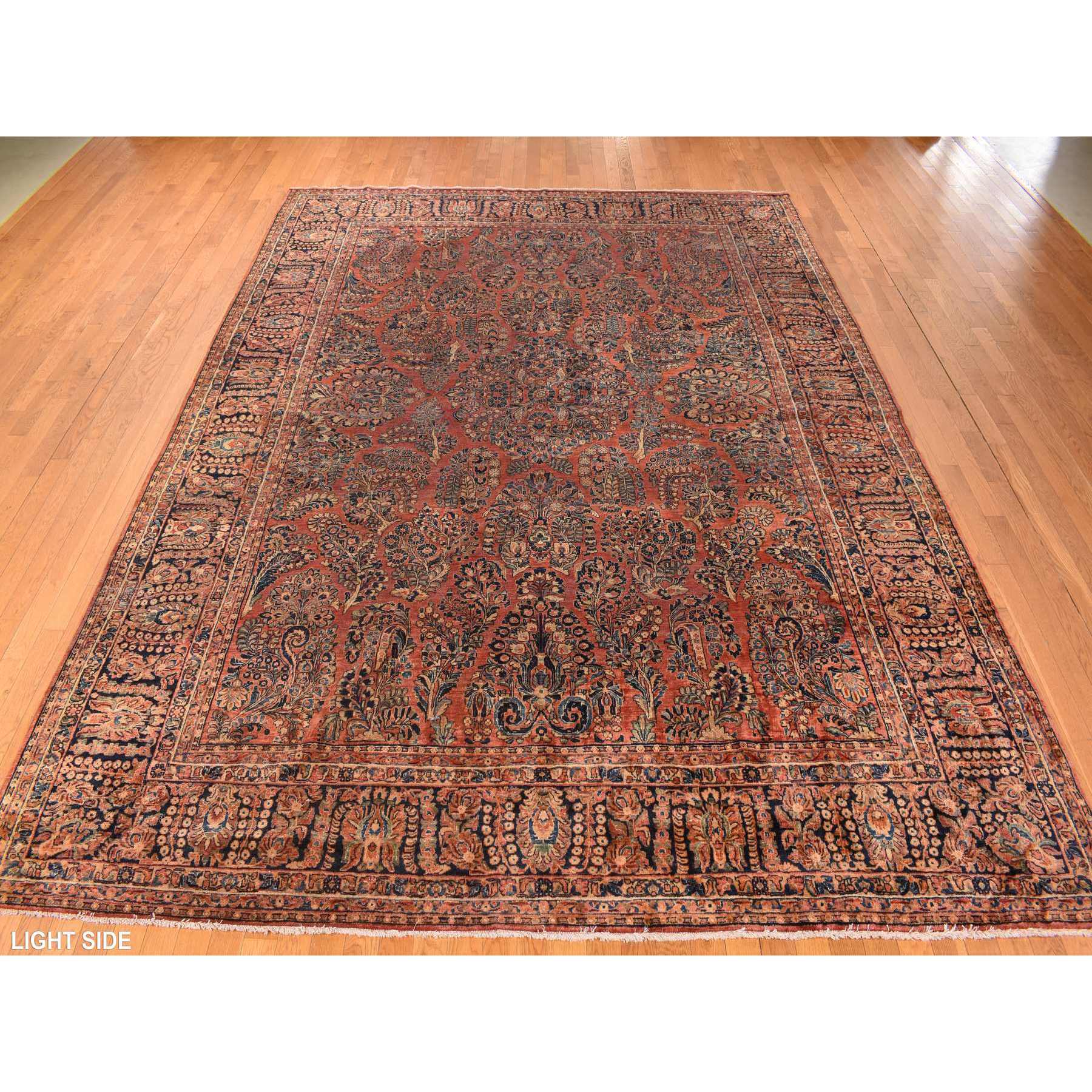 10'x13'4" Cinnamon Red, Antique Persian Sarouk, Clean, Soft, Sheared Down, Low Pile, 100% Wool, Hand Knotted, Oriental Rug Sh78306