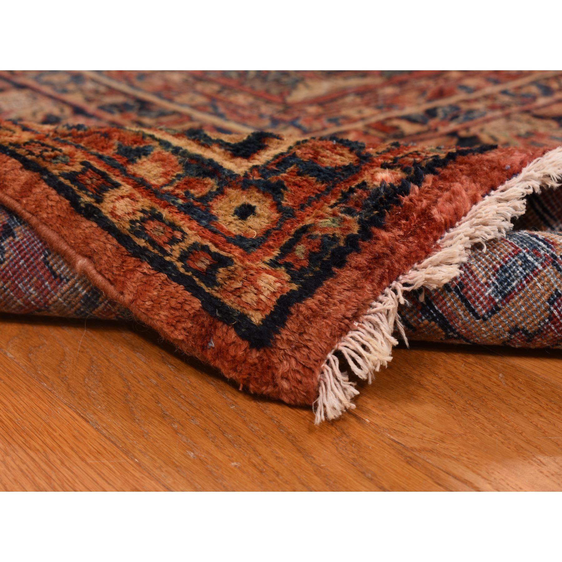 10'x13'4" Cinnamon Red, Antique Persian Sarouk, Clean, Soft, Sheared Down, Low Pile, 100% Wool, Hand Knotted, Oriental Rug Sh78306