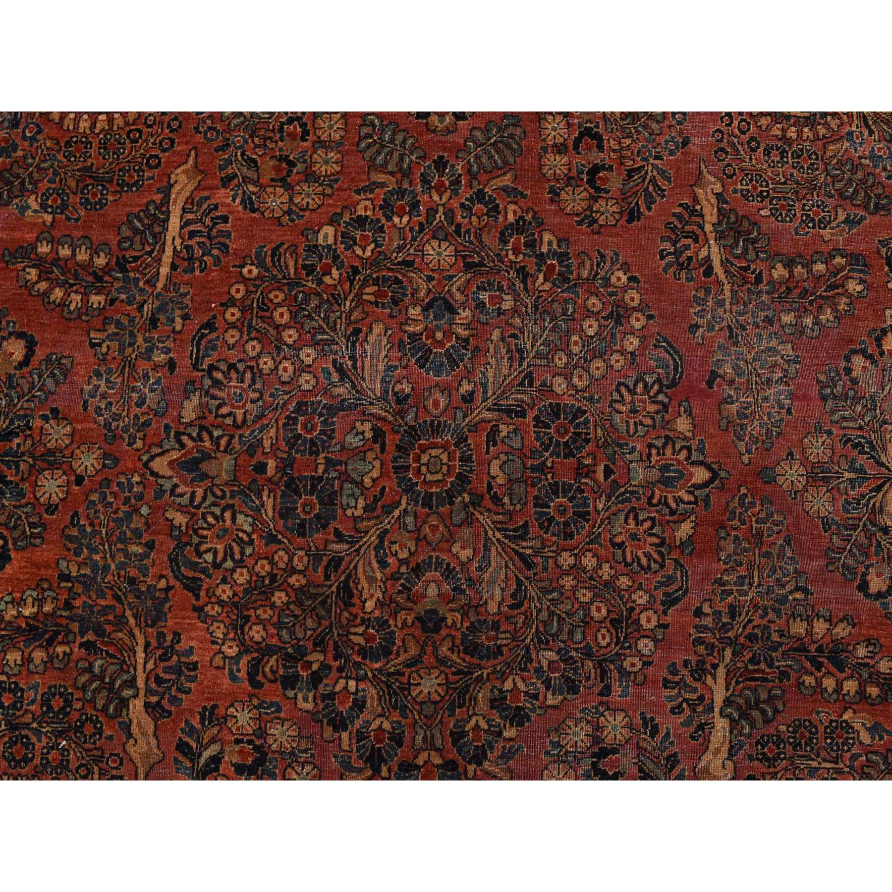 10'x13'4" Cinnamon Red, Antique Persian Sarouk, Clean, Soft, Sheared Down, Low Pile, 100% Wool, Hand Knotted, Oriental Rug Sh78306