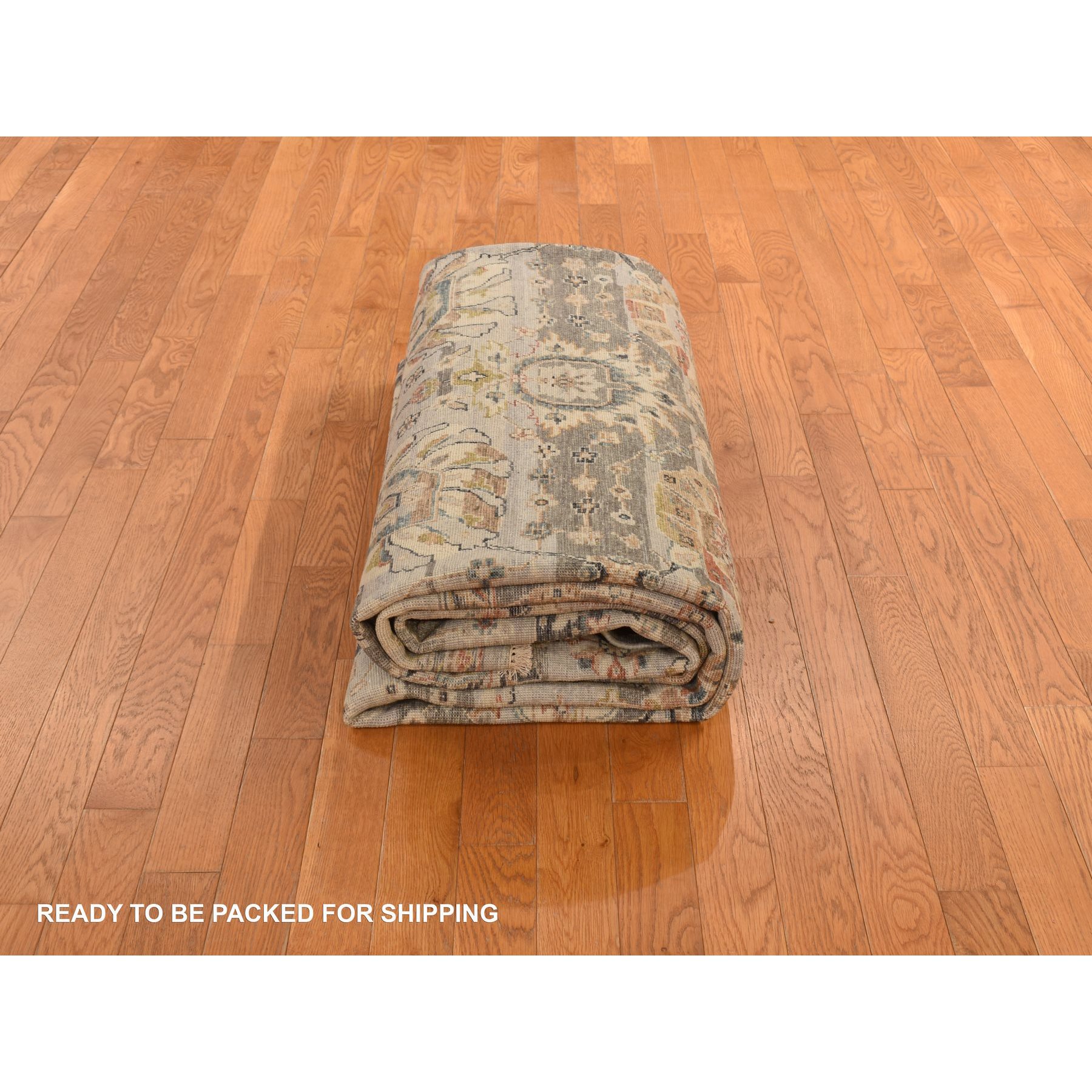 9'x11'10" Spanish Gray, Antiqued Tabriz Design, Distressed, Zero Pile, Shaved Low, 100% Wool, Hand Knotted Oriental Rug Sh78314