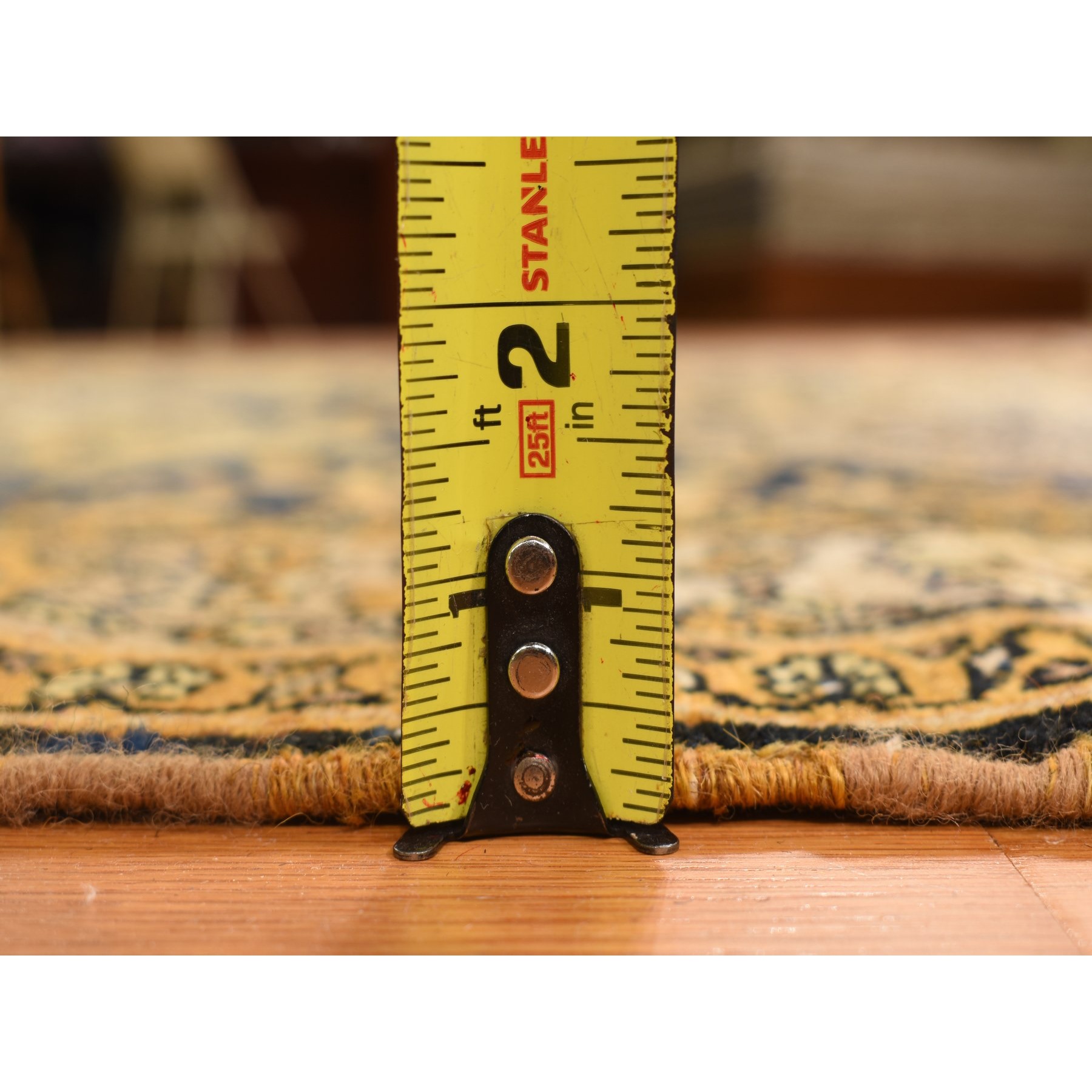 6'8"x19'3" Midnight Blue with Yellow, Antique Persian Bakhtiari in an Excellent Condition, Diamond Shape Garden Medallion Design, Hand Knotted, Pure Wool, Gallery Size Wide Runner, Oriental Rug Sh78322
