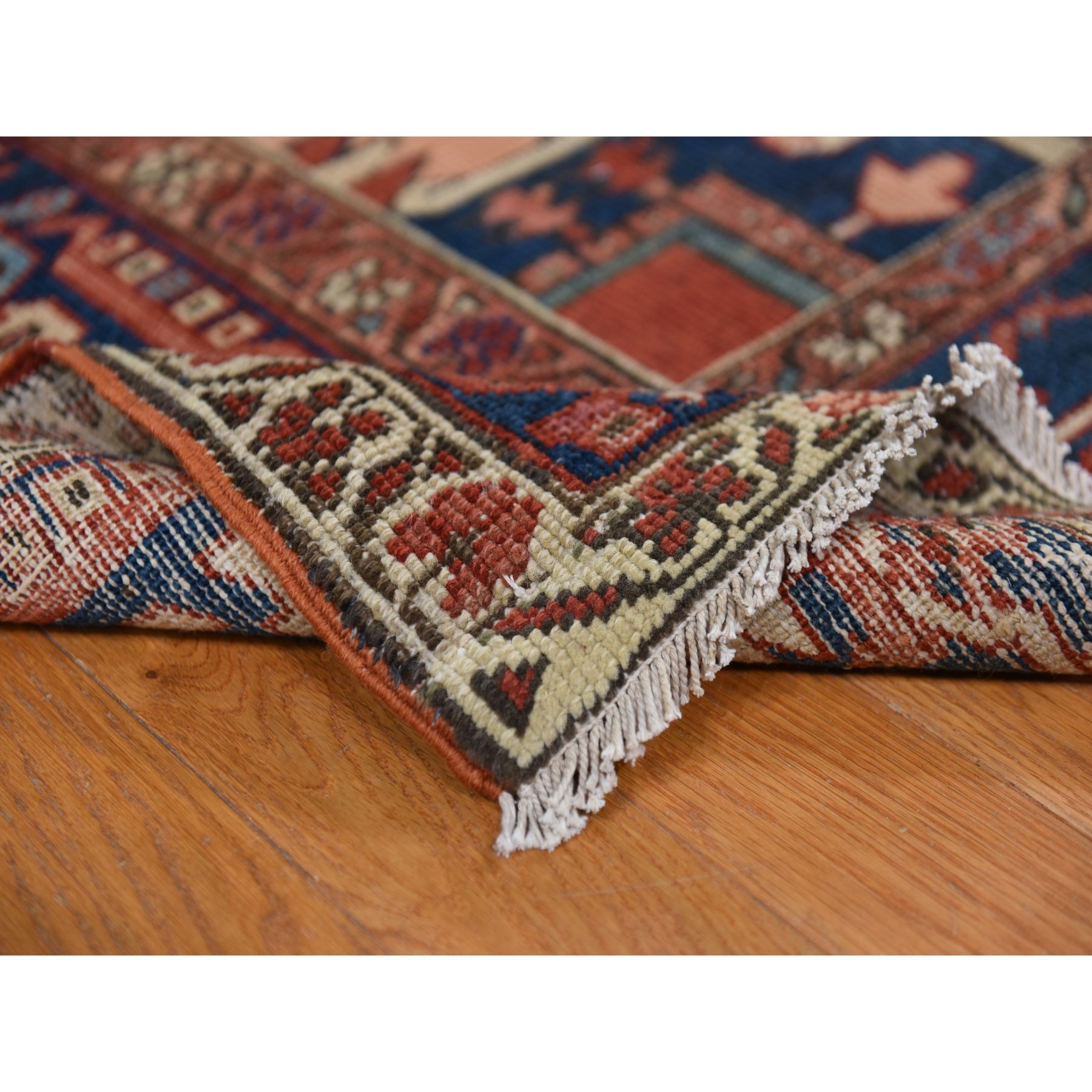 9'2"x14' Chili Red, Antique Persian Serapi, Clean, Good Condition, Even Wear, Soft with Sides and Ends Secured, 100% Wool, Hand Knotted Oriental Rug Sh78327
