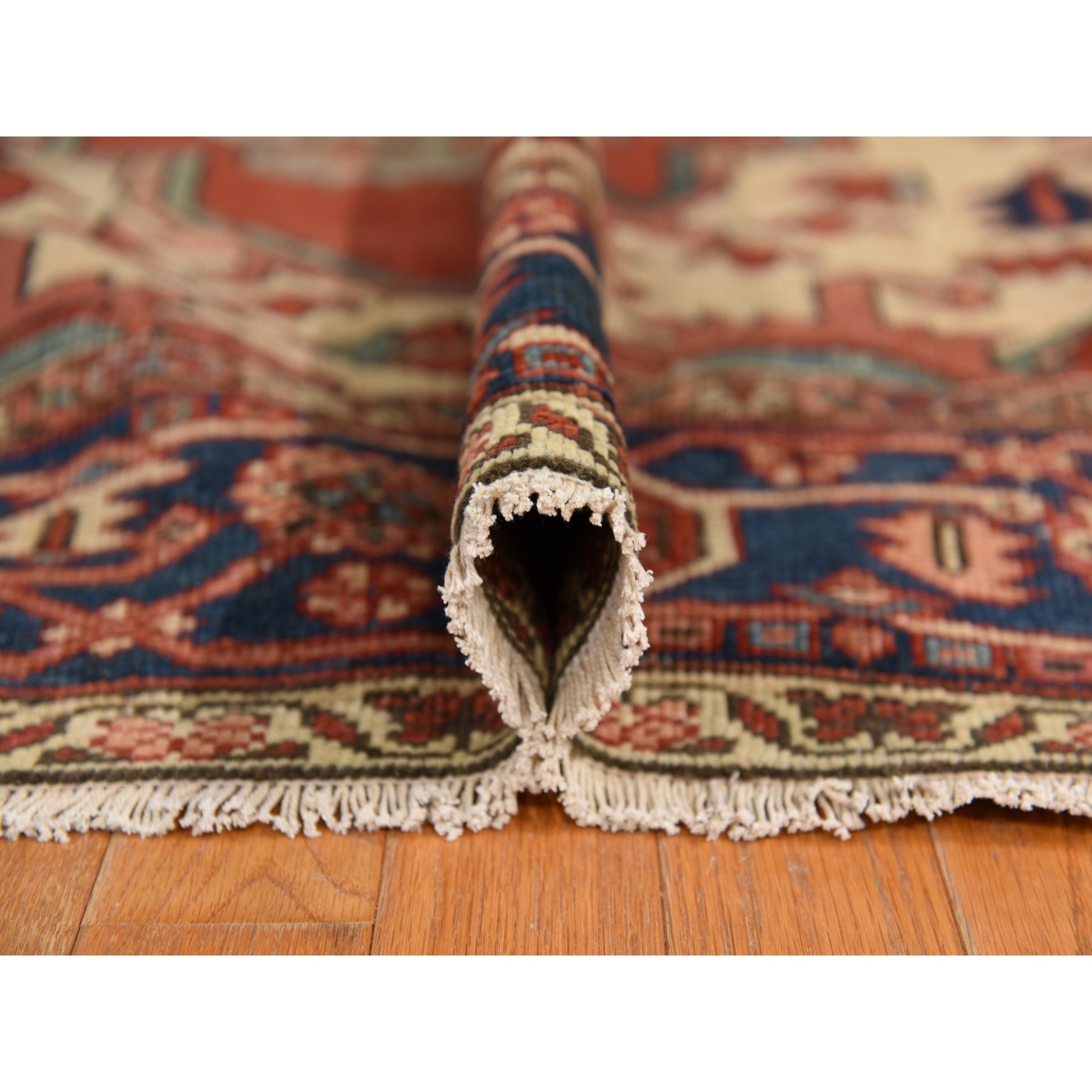 9'2"x14' Chili Red, Antique Persian Serapi, Clean, Good Condition, Even Wear, Soft with Sides and Ends Secured, 100% Wool, Hand Knotted Oriental Rug Sh78327