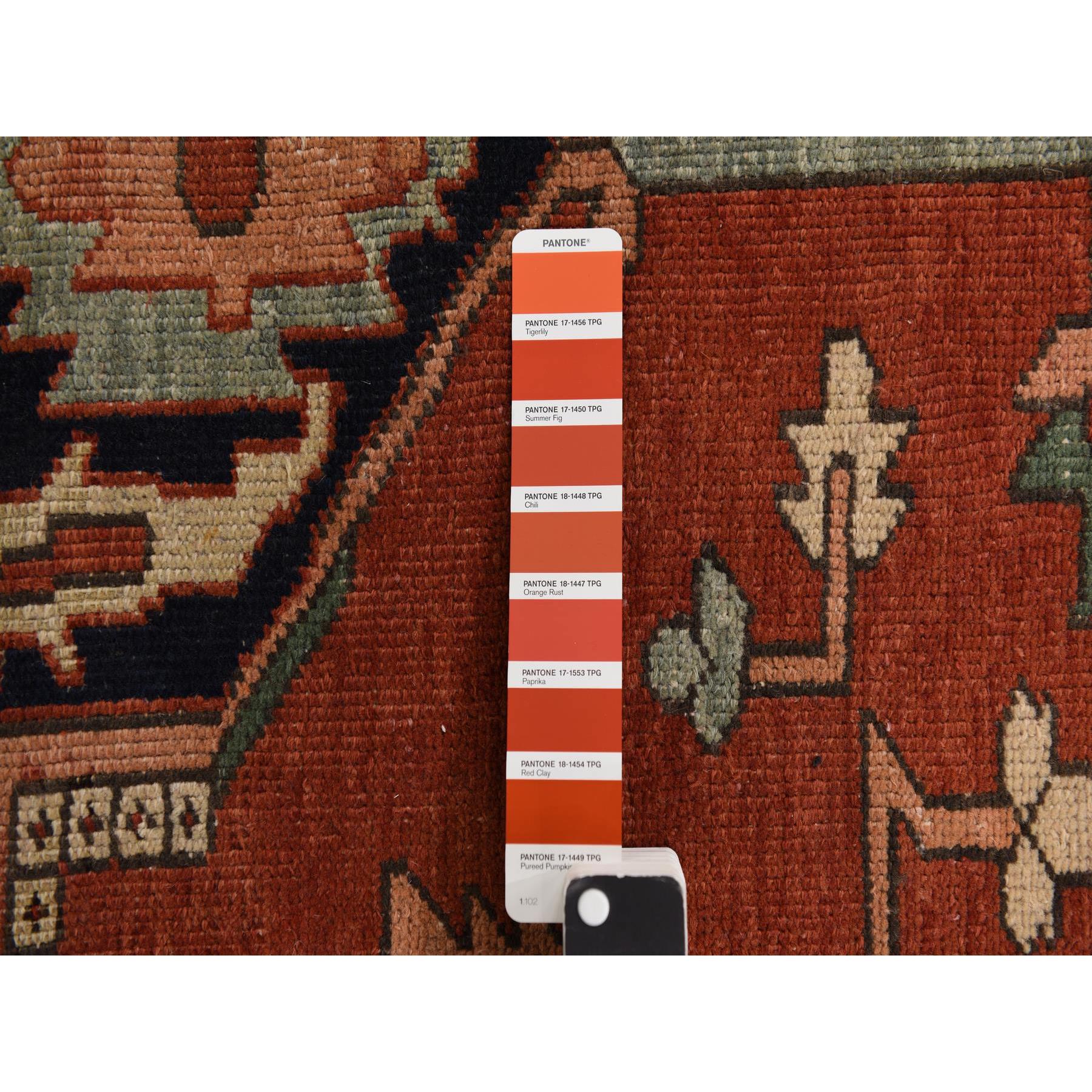 9'2"x14' Chili Red, Antique Persian Serapi, Clean, Good Condition, Even Wear, Soft with Sides and Ends Secured, 100% Wool, Hand Knotted Oriental Rug Sh78327