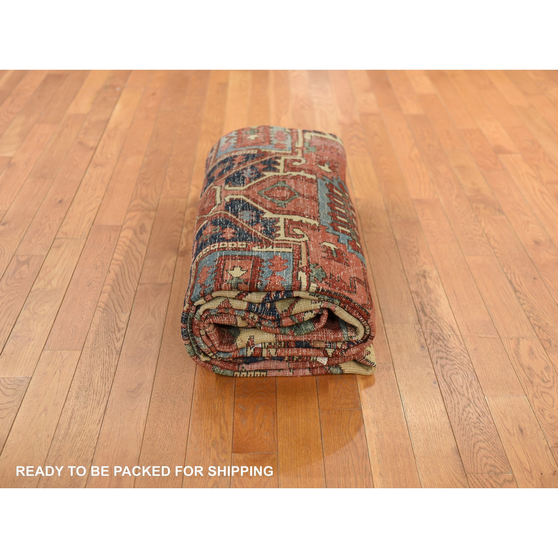 9'2"x14' Chili Red, Antique Persian Serapi, Clean, Good Condition, Even Wear, Soft with Sides and Ends Secured, 100% Wool, Hand Knotted Oriental Rug Sh78327