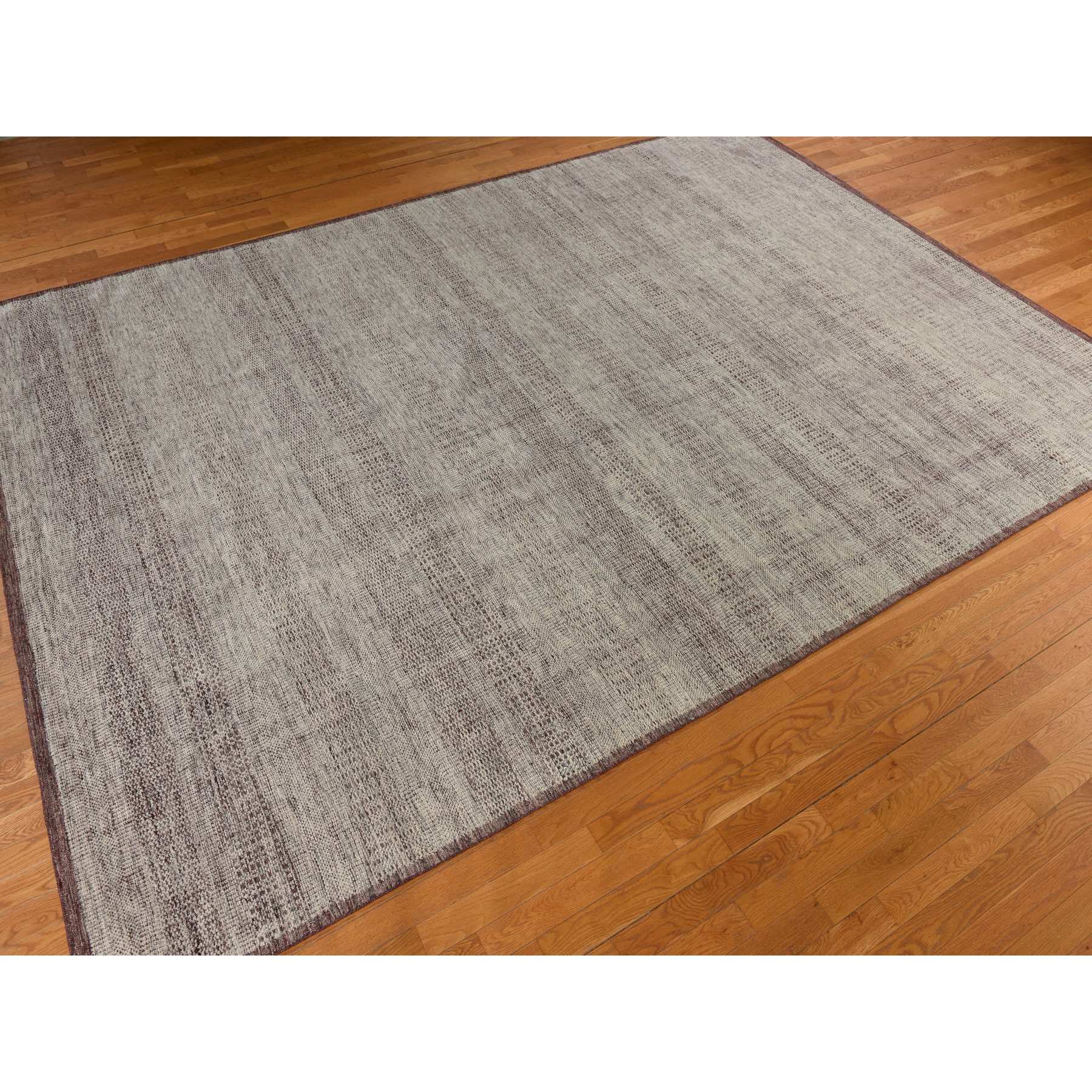 10'x14' Wine Red, Plain and Natural Design, Oxidized 100% Wool, Hand Knotted, Tone on Tone, Oriental Rug Sh78331