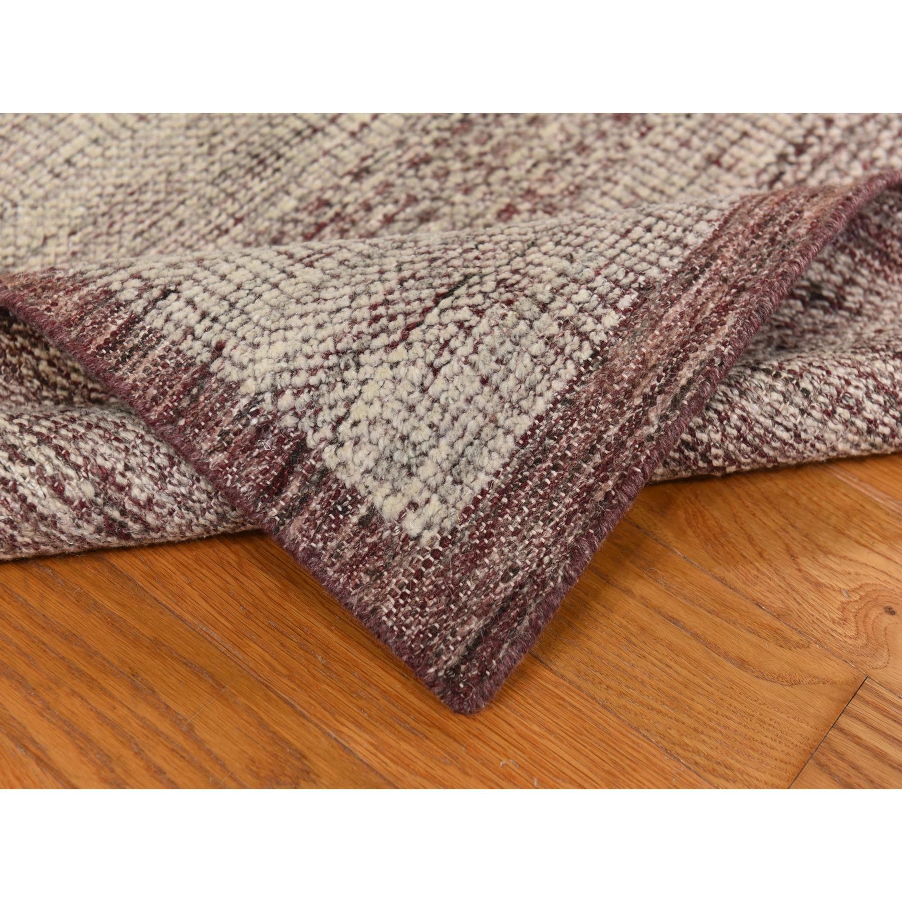 10'x14' Wine Red, Plain and Natural Design, Oxidized 100% Wool, Hand Knotted, Tone on Tone, Oriental Rug Sh78331