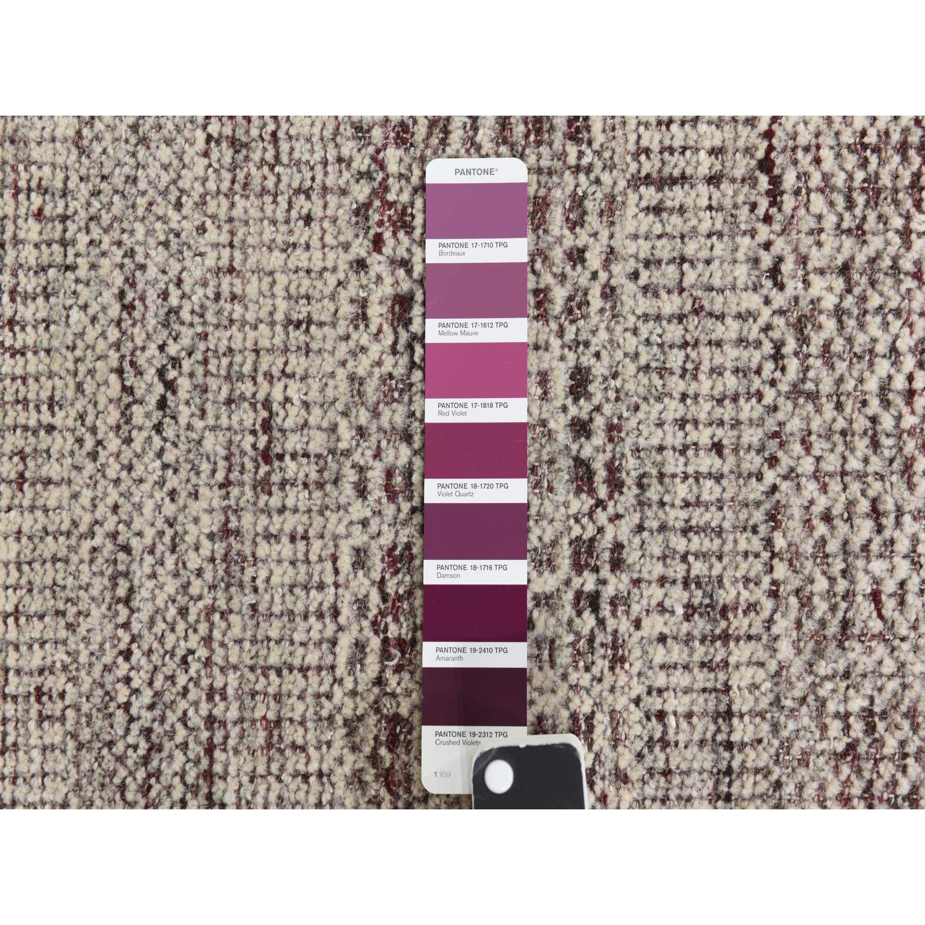 10'x14' Wine Red, Plain and Natural Design, Oxidized 100% Wool, Hand Knotted, Tone on Tone, Oriental Rug Sh78331