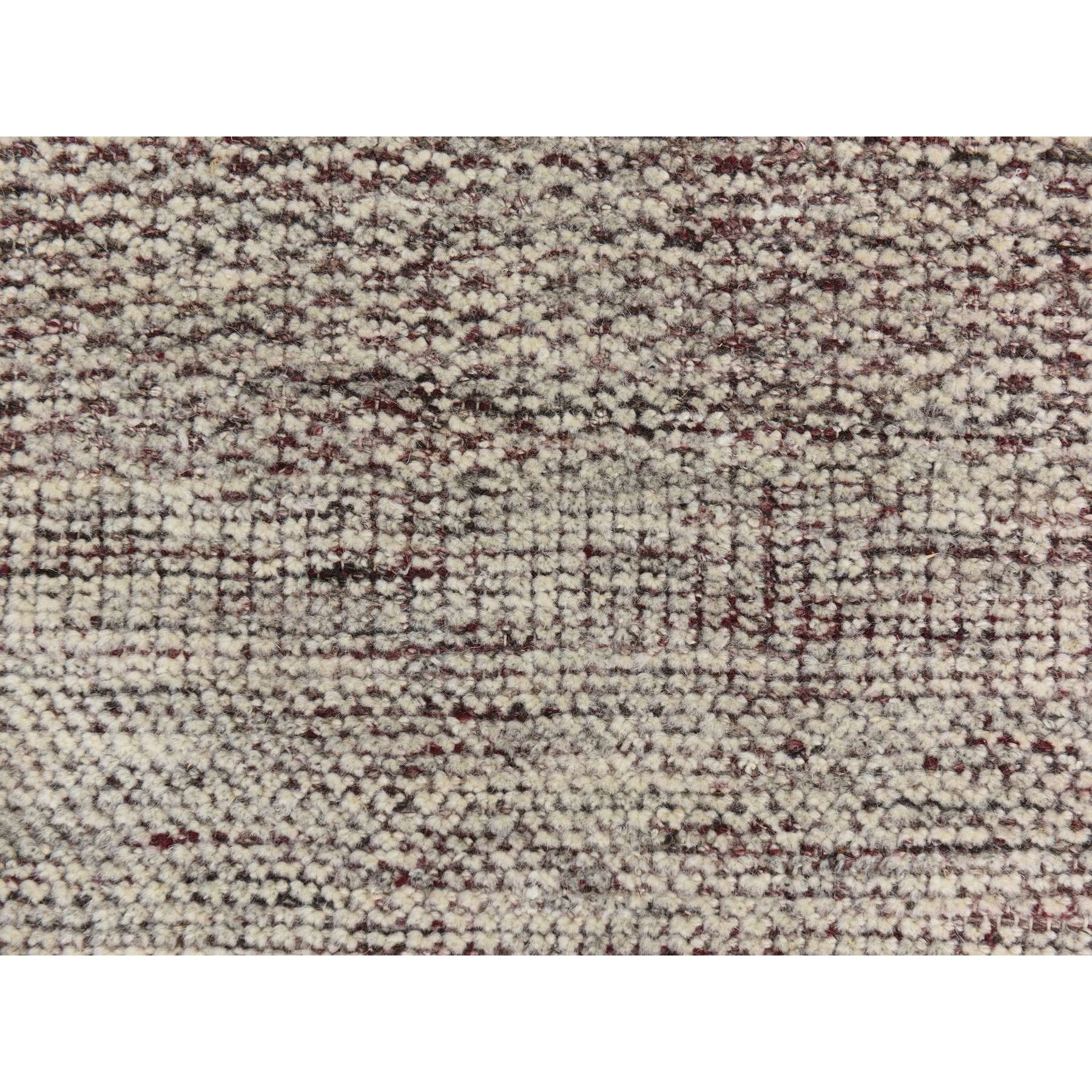 10'x14' Wine Red, Plain and Natural Design, Oxidized 100% Wool, Hand Knotted, Tone on Tone, Oriental Rug Sh78331
