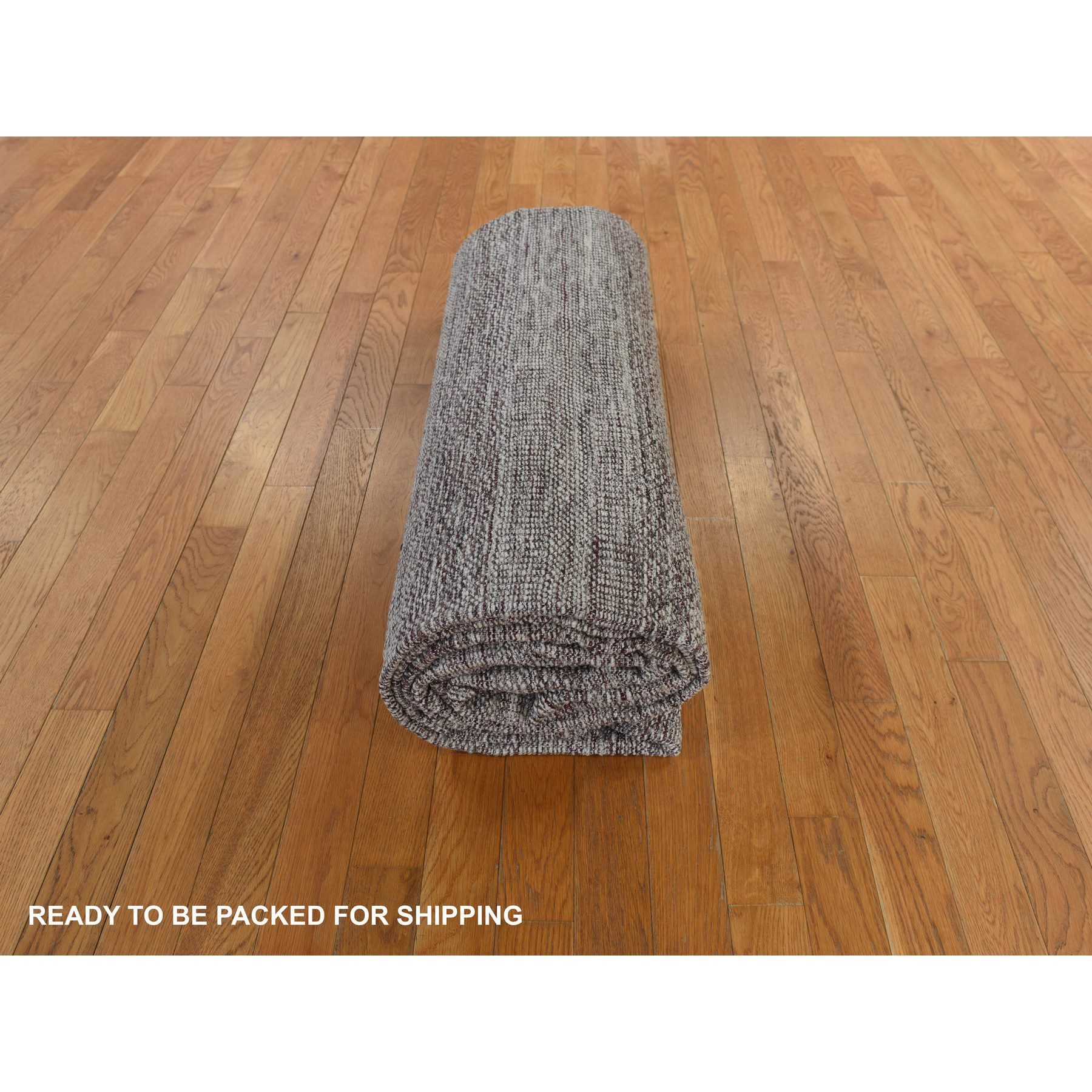 10'x14' Wine Red, Plain and Natural Design, Oxidized 100% Wool, Hand Knotted, Tone on Tone, Oriental Rug Sh78331