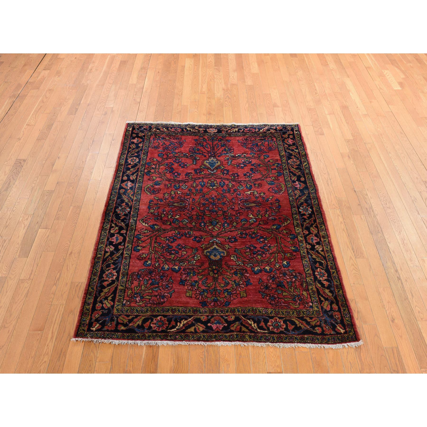 5'3"x6'7" Crimson Red, Antique Persian Lilihan, Clean and Soft, Even Pile, Sides and Ends Secured, 100% Wool, Hand Knotted Oriental Rug Sh78332