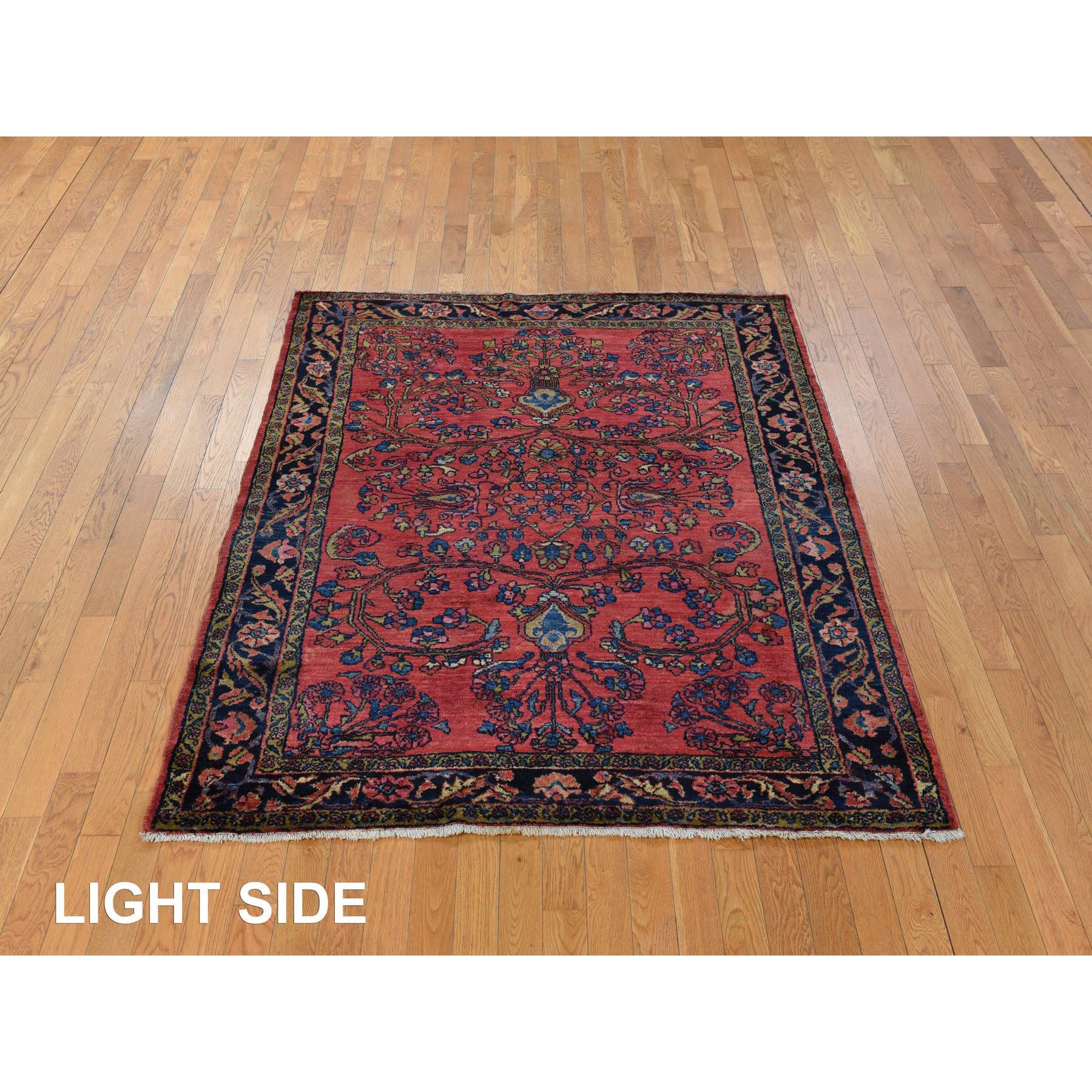5'3"x6'7" Crimson Red, Antique Persian Lilihan, Clean and Soft, Even Pile, Sides and Ends Secured, 100% Wool, Hand Knotted Oriental Rug Sh78332
