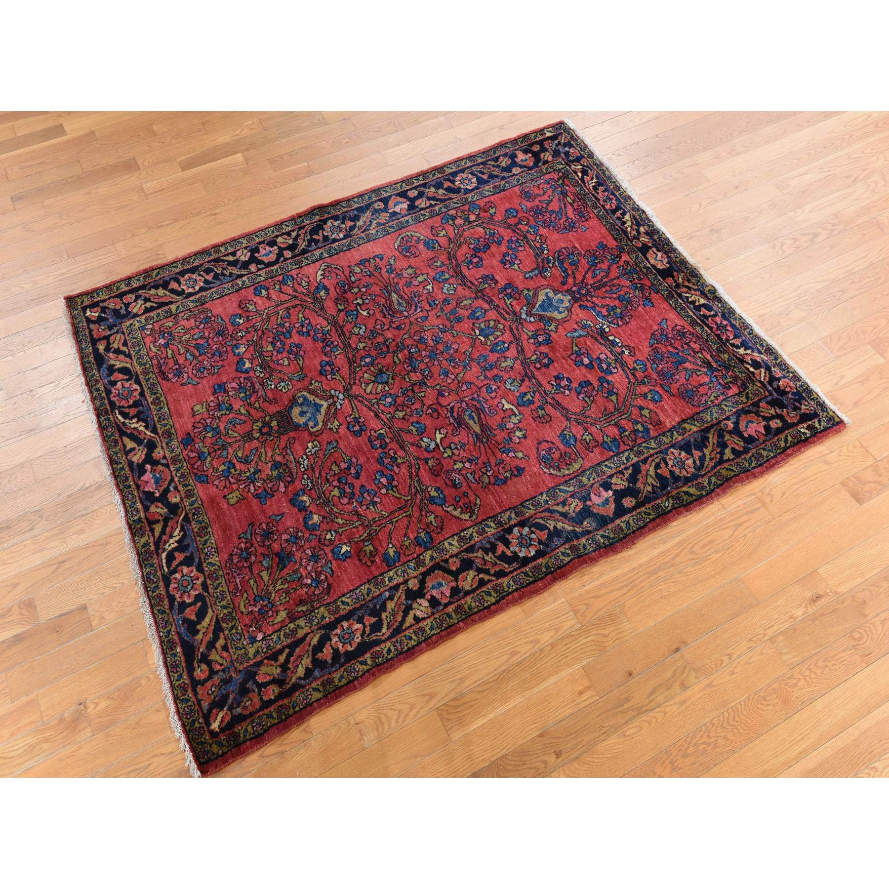 5'3"x6'7" Crimson Red, Antique Persian Lilihan, Clean and Soft, Even Pile, Sides and Ends Secured, 100% Wool, Hand Knotted Oriental Rug Sh78332