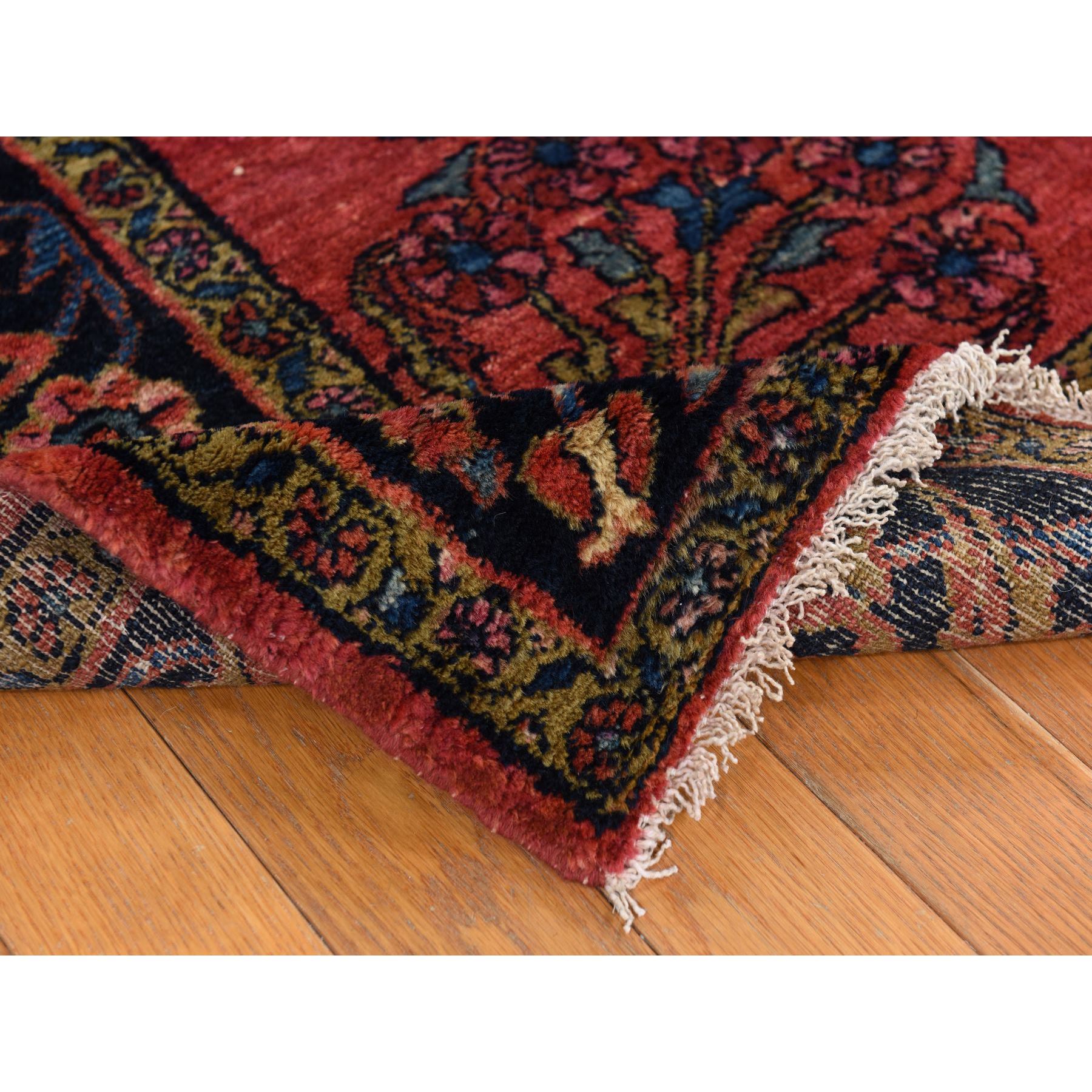 5'3"x6'7" Crimson Red, Antique Persian Lilihan, Clean and Soft, Even Pile, Sides and Ends Secured, 100% Wool, Hand Knotted Oriental Rug Sh78332