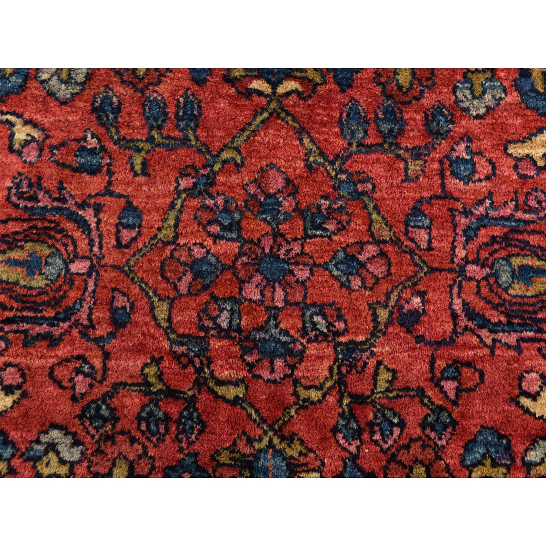 5'3"x6'7" Crimson Red, Antique Persian Lilihan, Clean and Soft, Even Pile, Sides and Ends Secured, 100% Wool, Hand Knotted Oriental Rug Sh78332