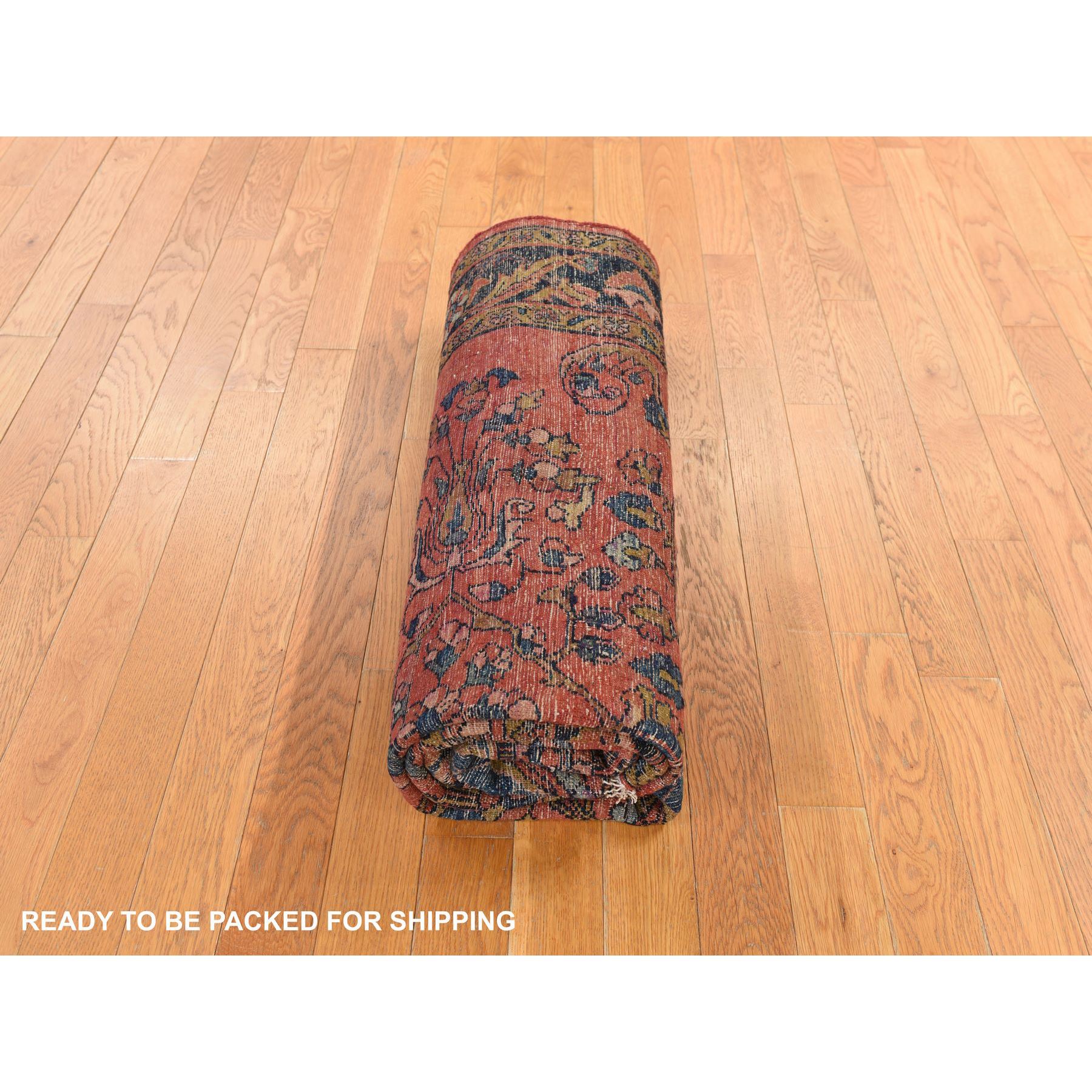 5'3"x6'7" Crimson Red, Antique Persian Lilihan, Clean and Soft, Even Pile, Sides and Ends Secured, 100% Wool, Hand Knotted Oriental Rug Sh78332