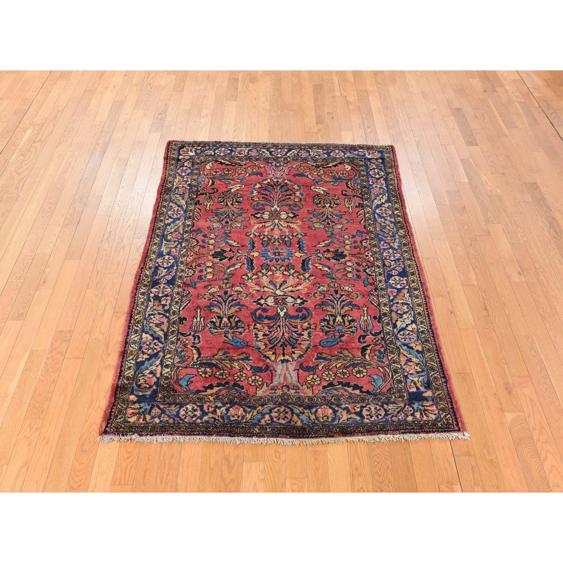 4'10"x6'5" Ruby Red, Antique Persian Lilihan, Clean and Soft, Even Pile, Sides and Ends Secured, 100% Wool, Hand Knotted Oriental Rug Sh78333