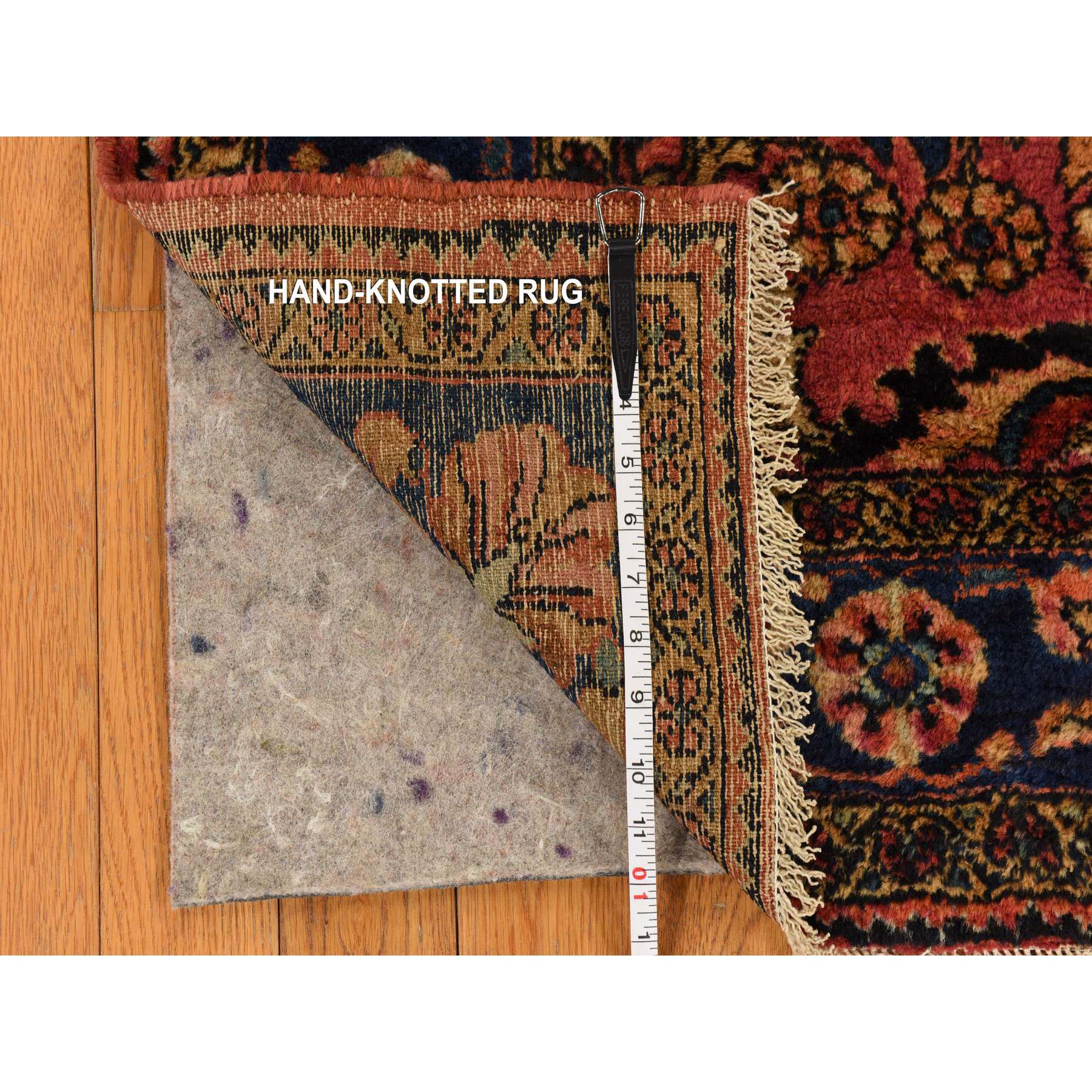 4'10"x6'5" Ruby Red, Antique Persian Lilihan, Clean and Soft, Even Pile, Sides and Ends Secured, 100% Wool, Hand Knotted Oriental Rug Sh78333